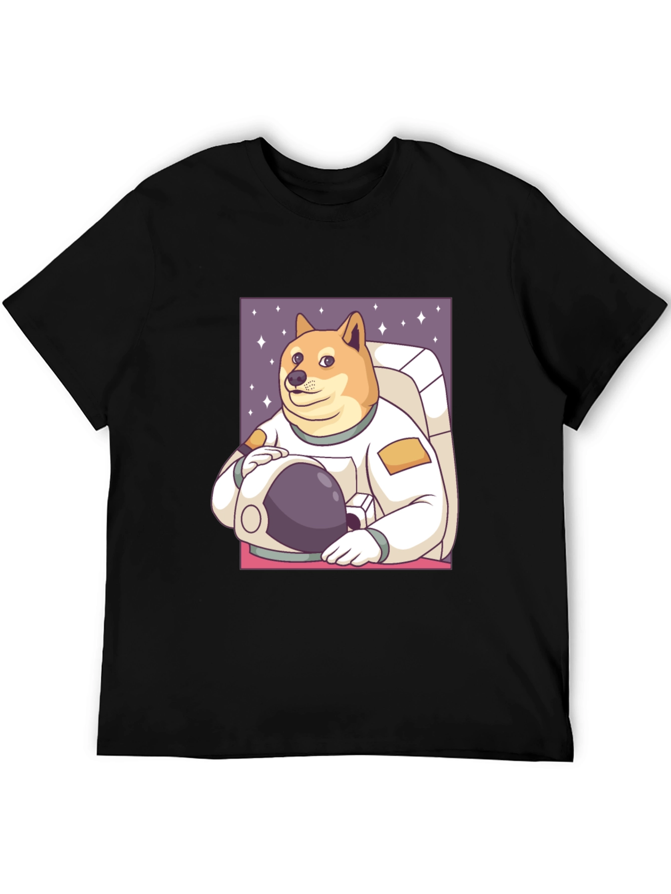 Doge Astronaut Graphic Tee - Black Cotton Blend