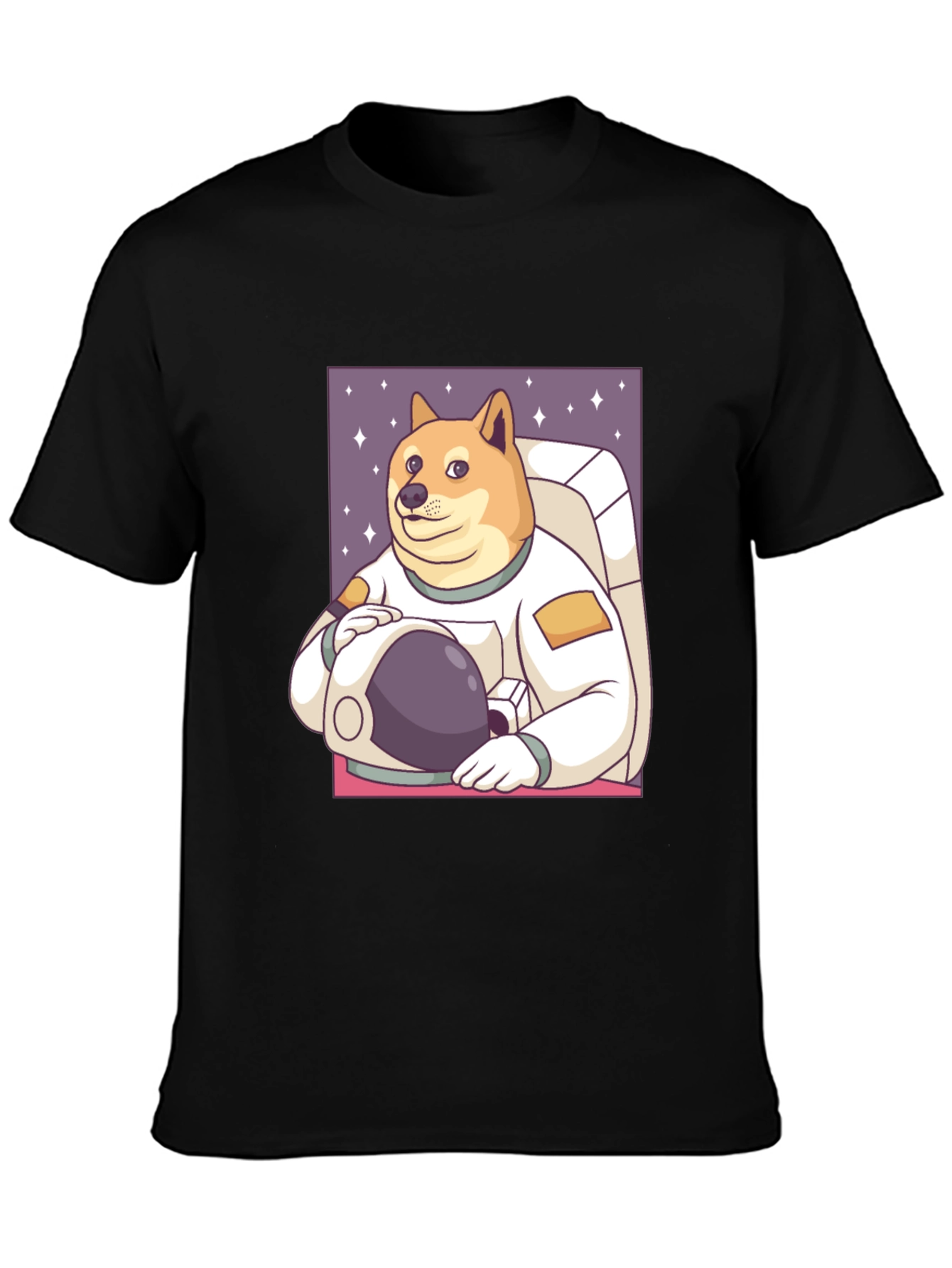 Doge Astronaut Graphic Tee - Black Cotton Blend