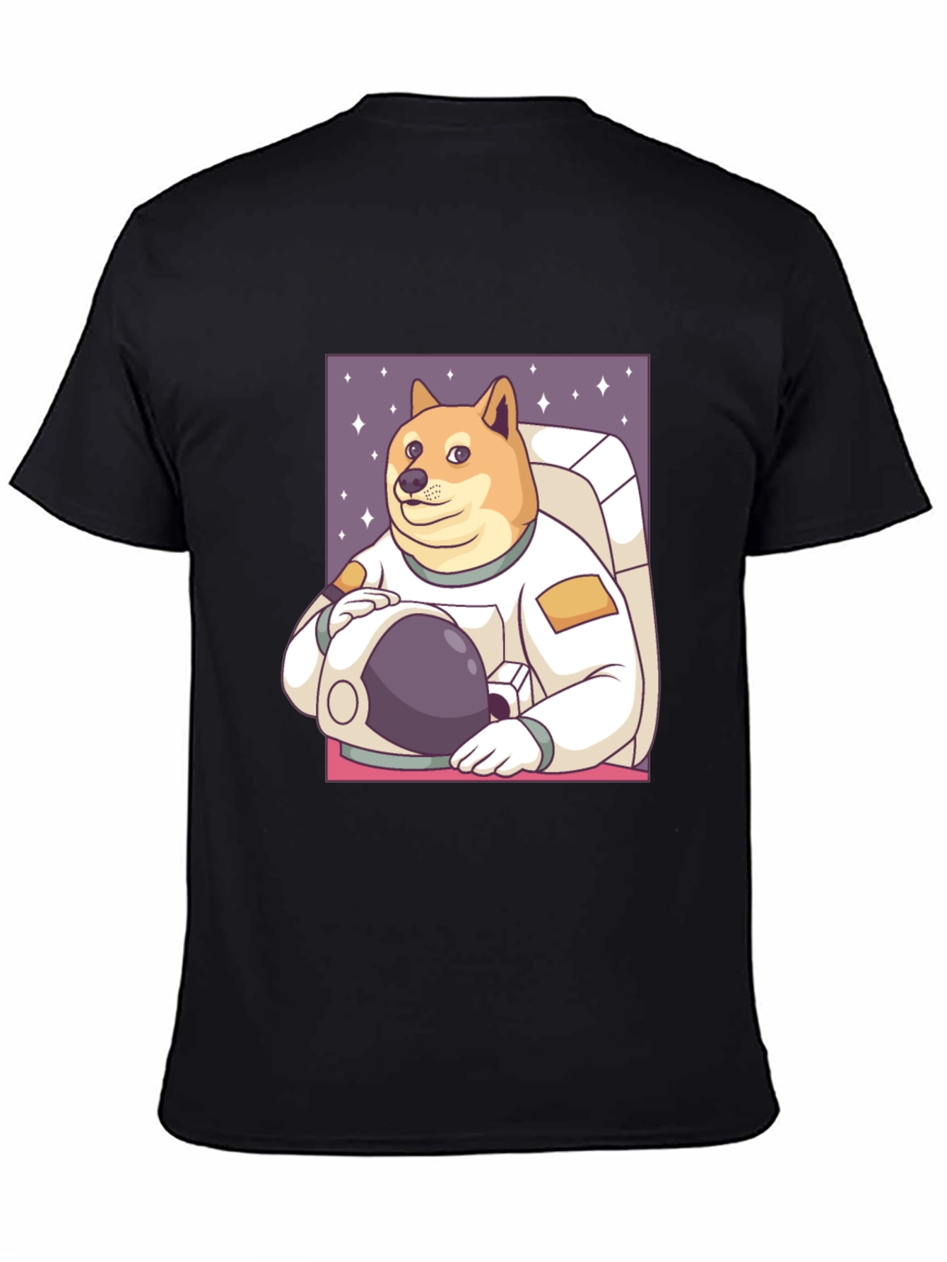 Doge Astronaut Graphic Tee - Black Cotton Blend
