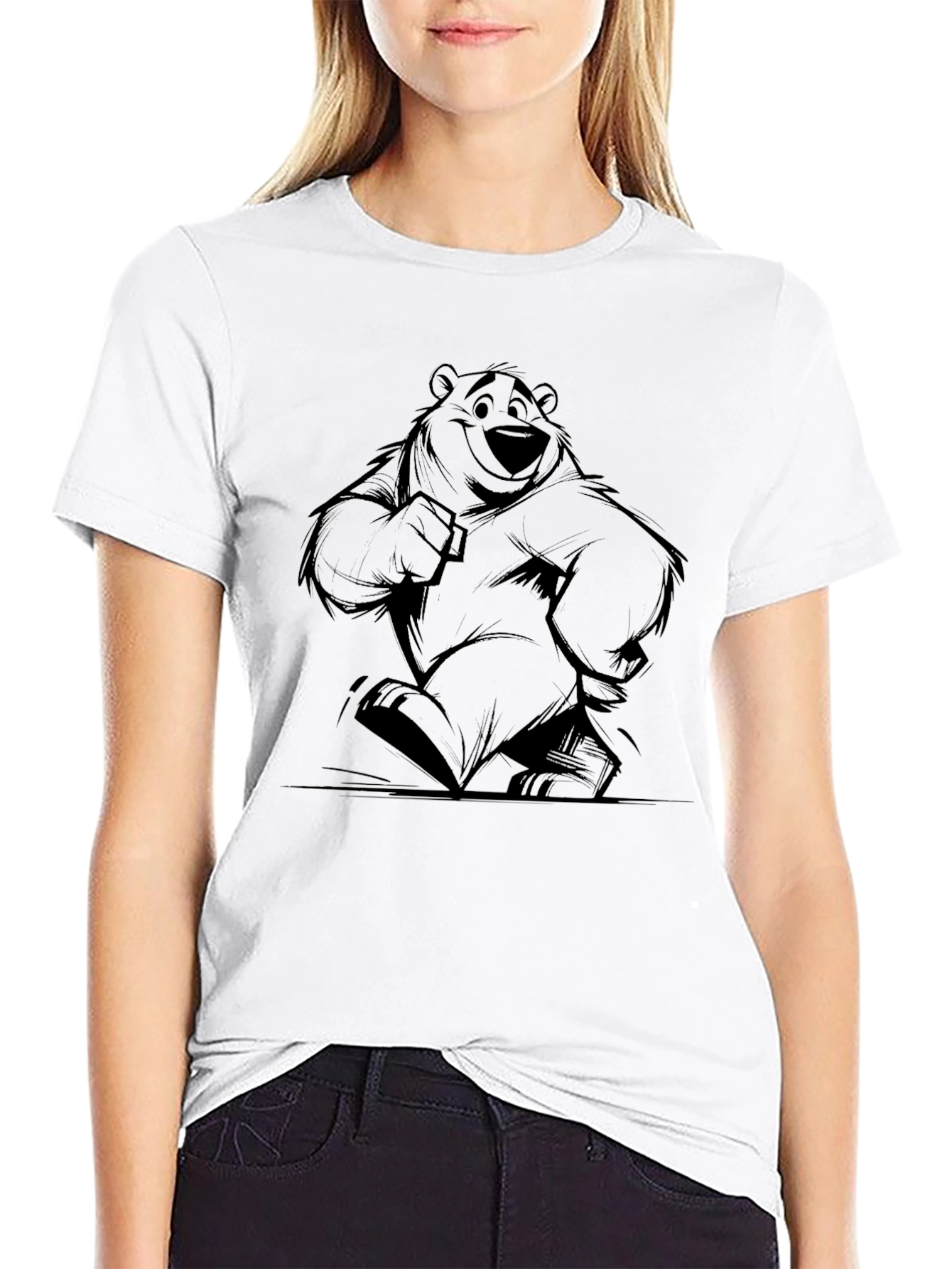 Cartoon Bear Graphic Print T-Shirt