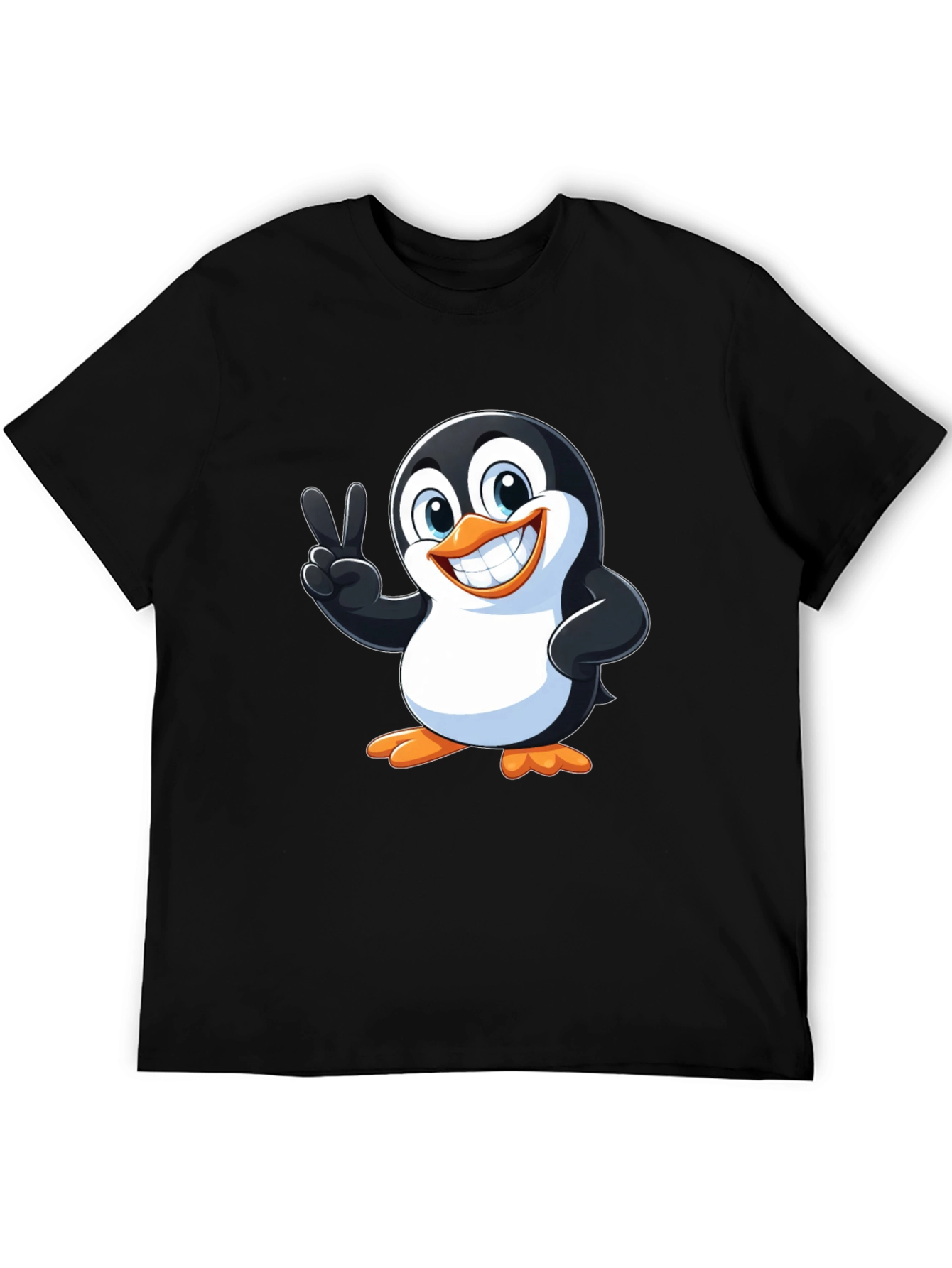 Cute Penguin Peace Sign Graphic T-Shirt