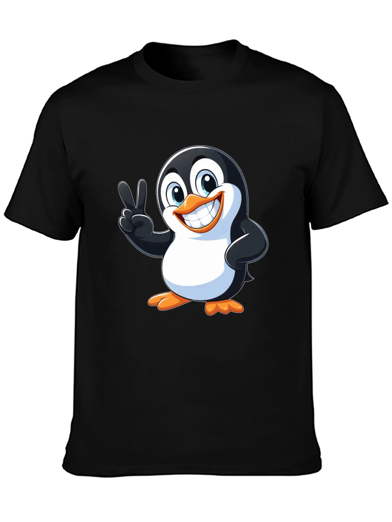 Cute Penguin Peace Sign Graphic T-Shirt