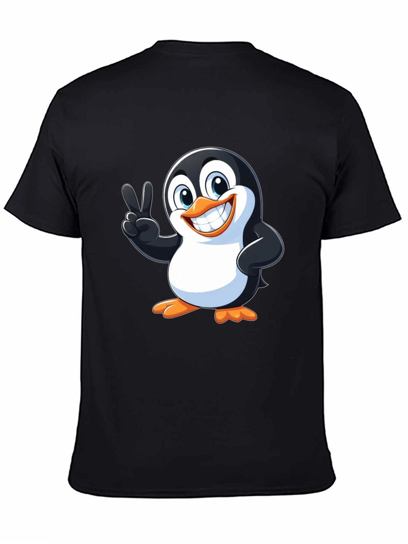Cute Penguin Peace Sign Graphic T-Shirt