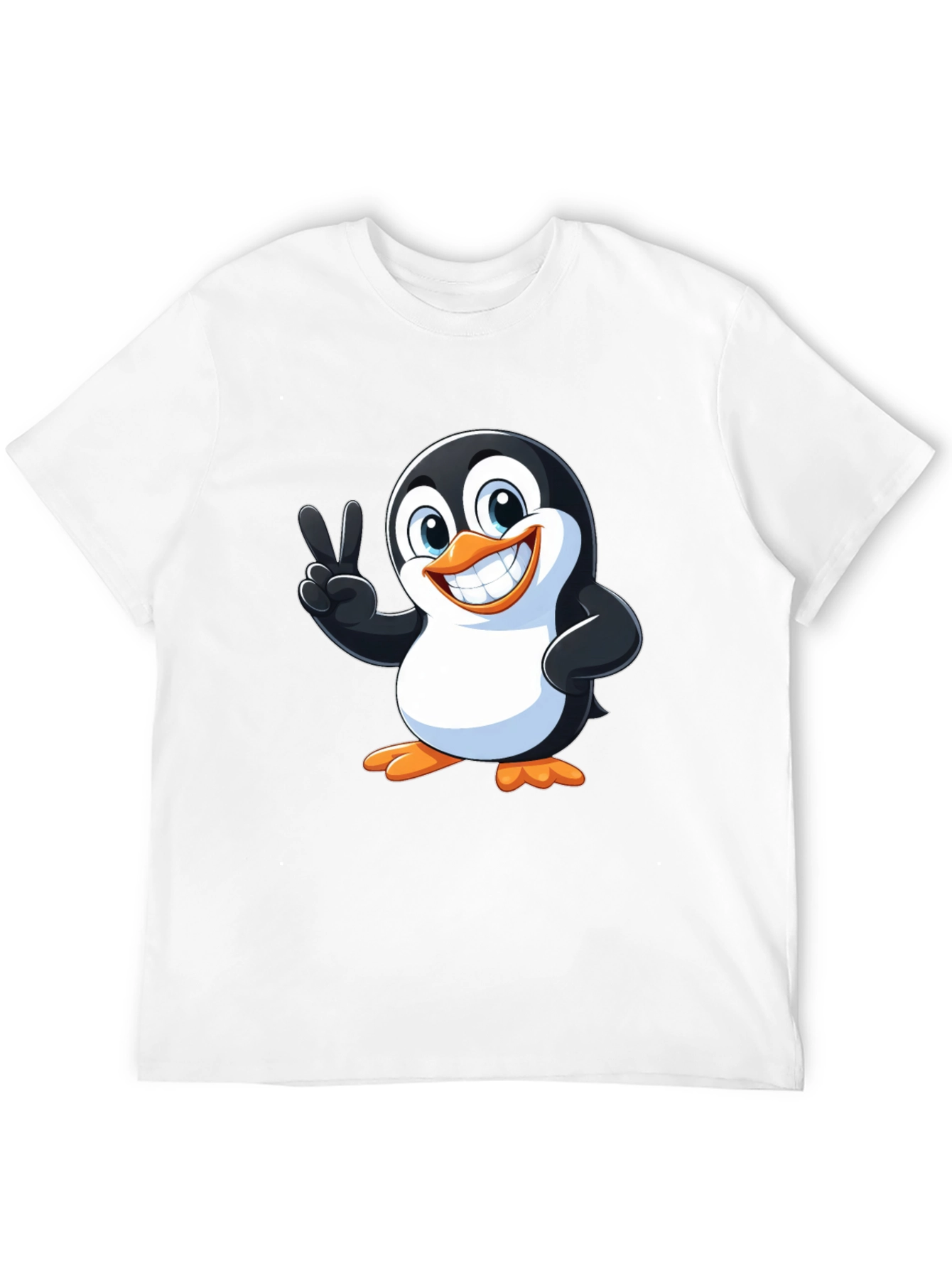 Cute Penguin Peace Sign Graphic T-Shirt