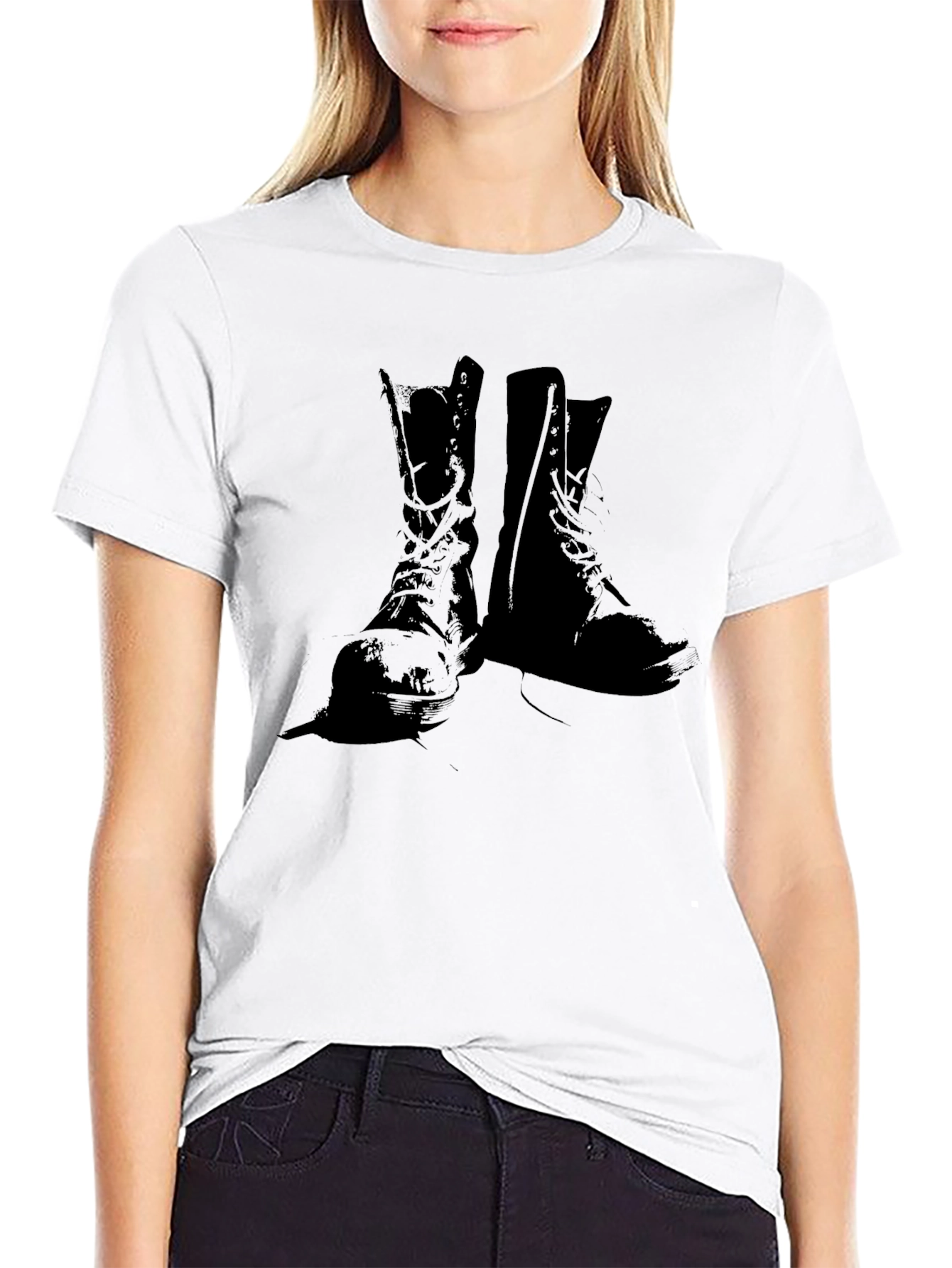 Graphic Boot Print Black T-Shirt
