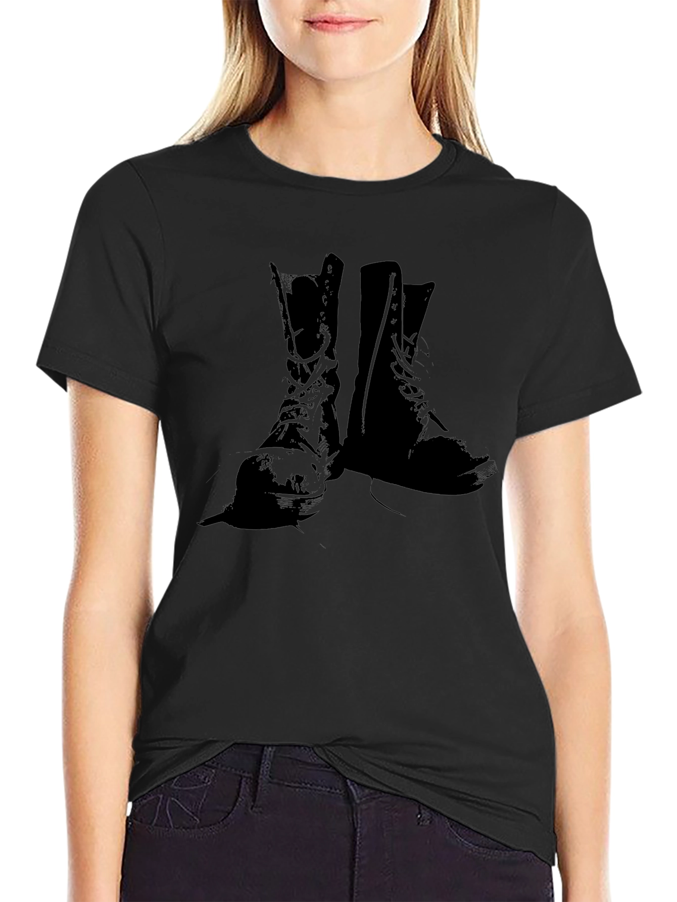 Graphic Boot Print Black T-Shirt