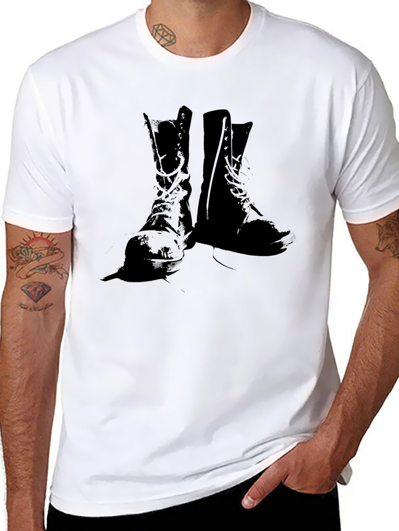 Graphic Boot Print Black T-Shirt