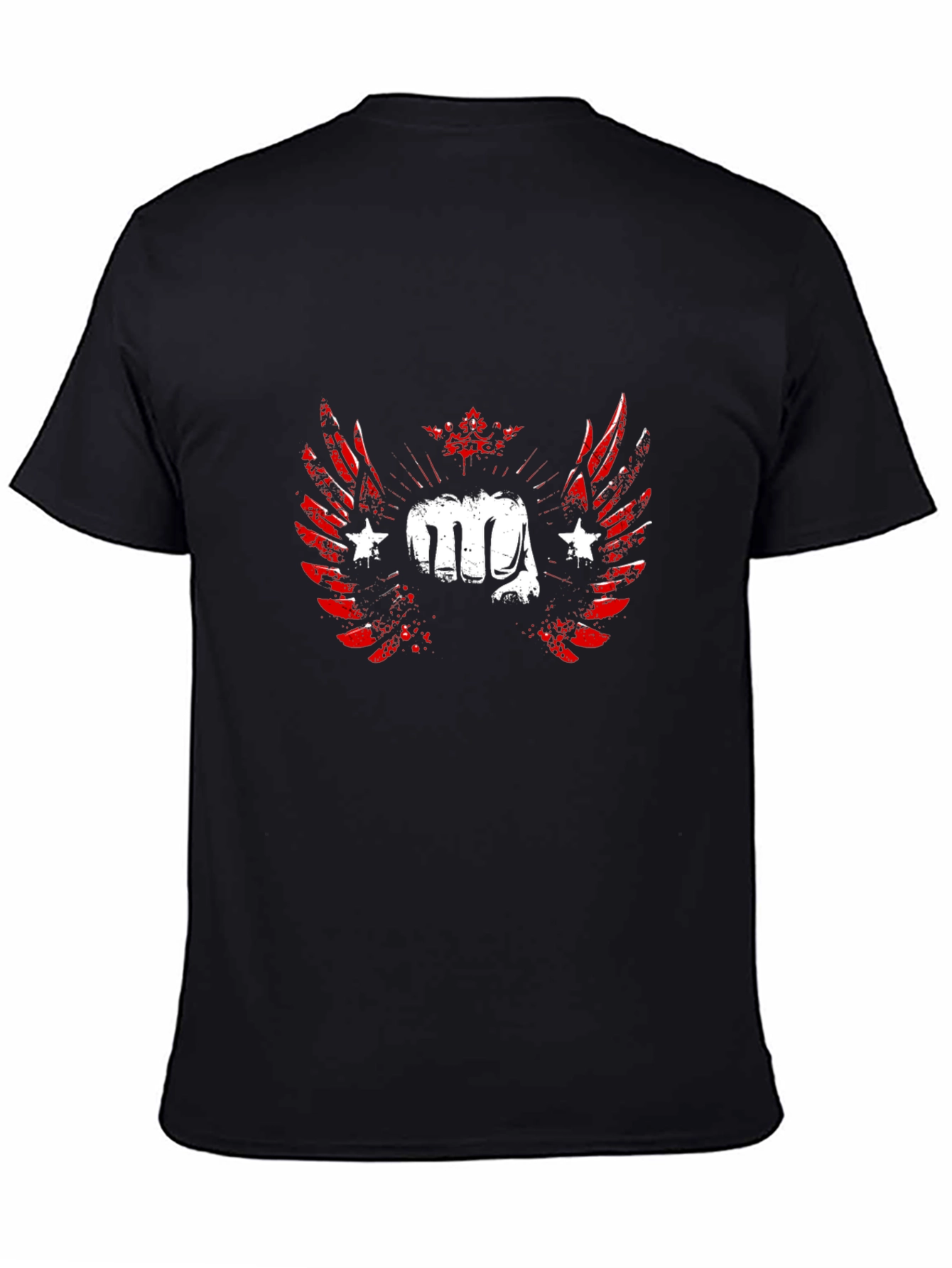 Winged Fist Graphic Print T-Shirt - Black
