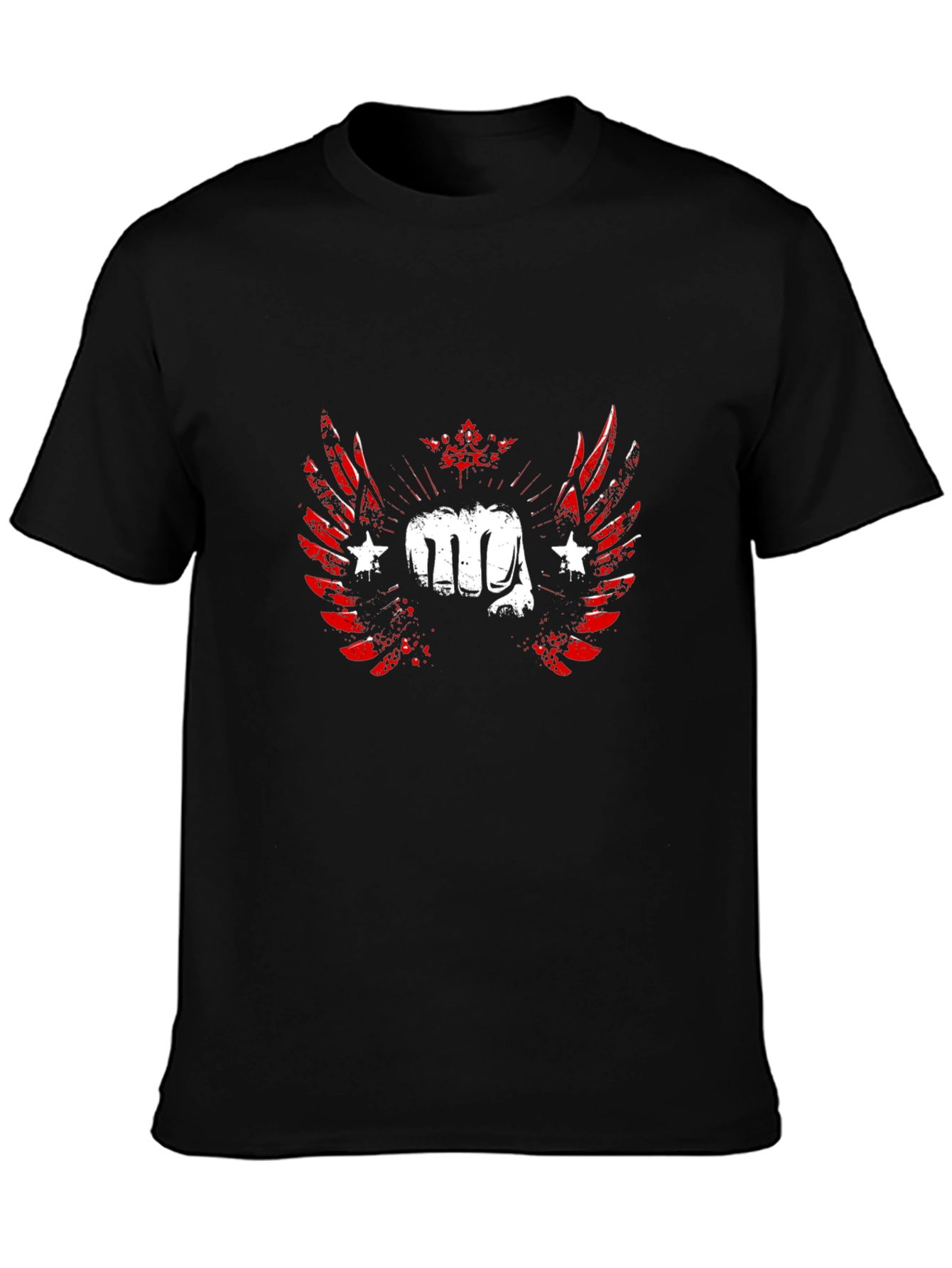 Winged Fist Graphic Print T-Shirt - Black