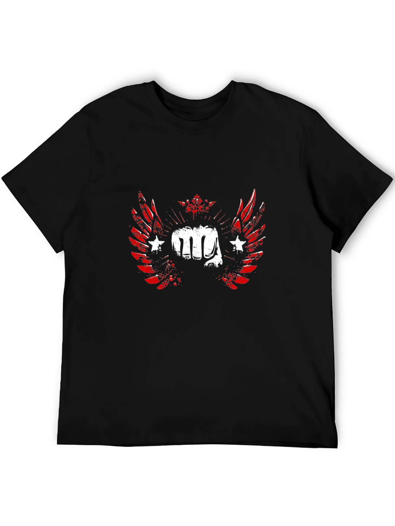 Winged Fist Graphic Print T-Shirt - Black