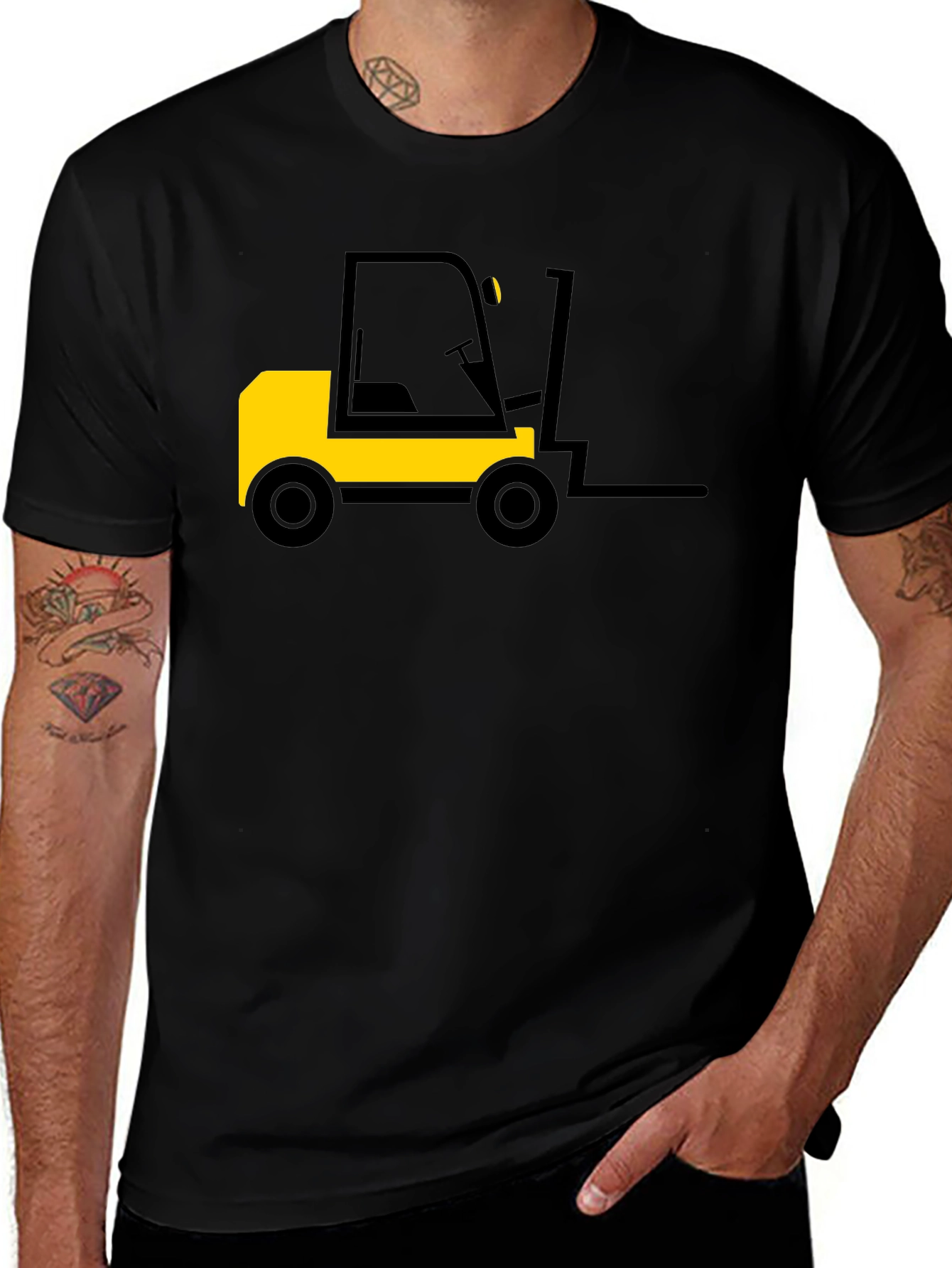 Forklift Graphic Black T-Shirt - Heavy Duty Style