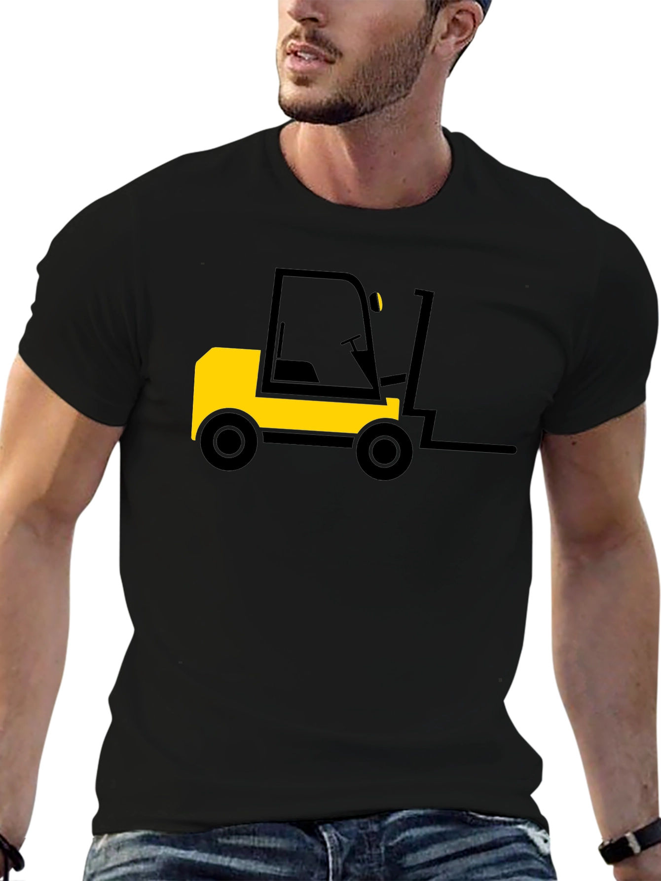 Forklift Graphic Black T-Shirt - Heavy Duty Style