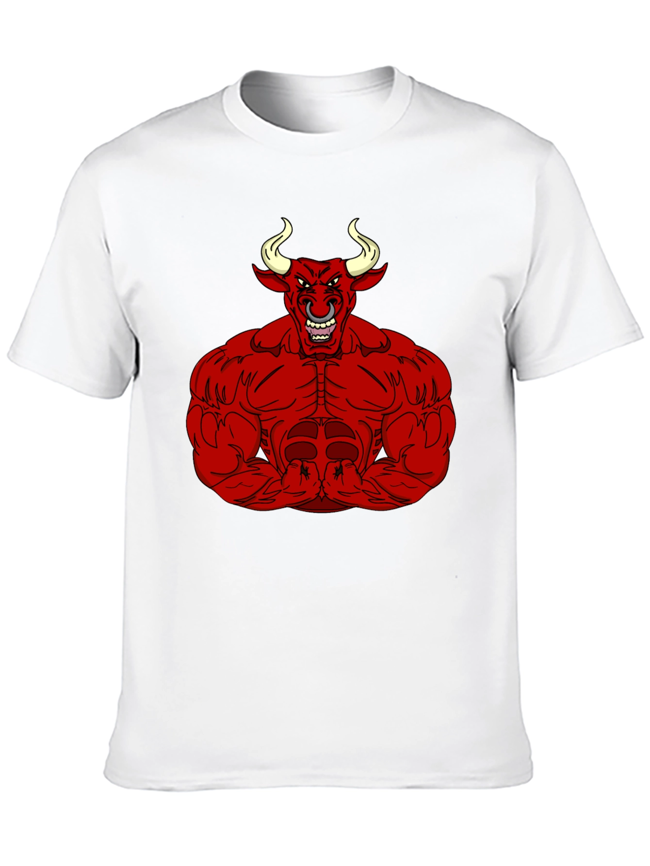 Mens Black T-Shirt with Red Bull Graphic