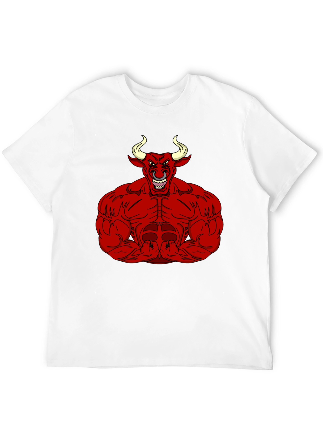 Mens Black T-Shirt with Red Bull Graphic