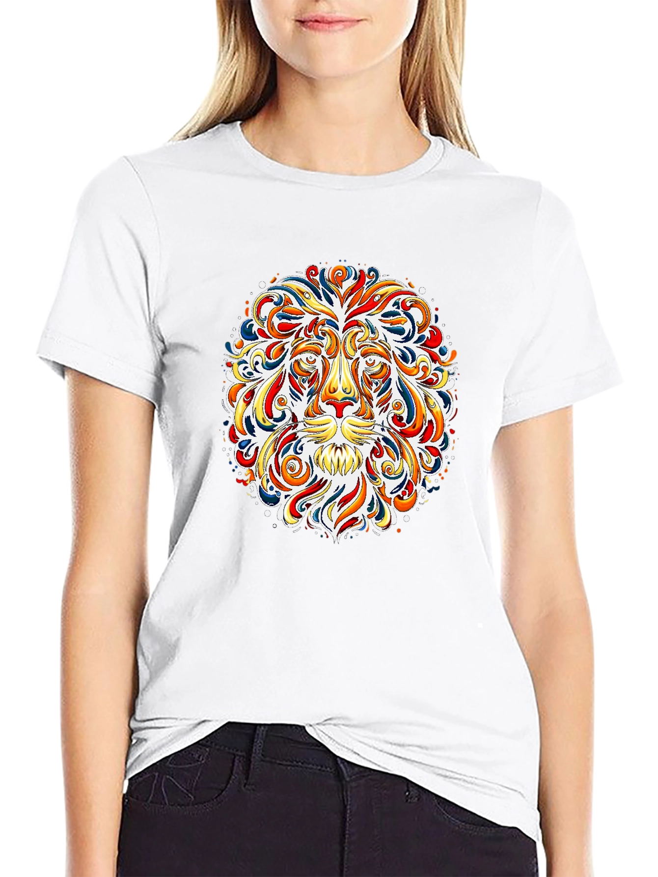 Vibrant Lion Graphic Tee - Bold Art T-Shirt