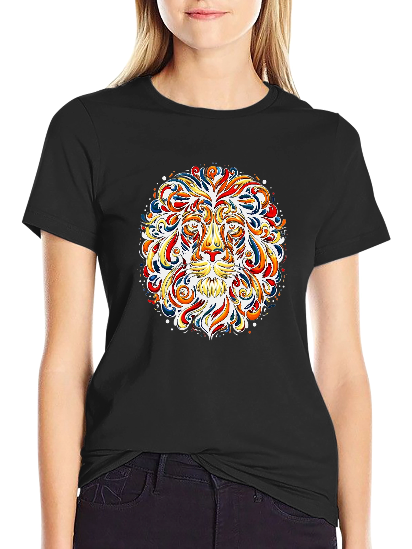 Vibrant Lion Graphic Tee - Bold Art T-Shirt