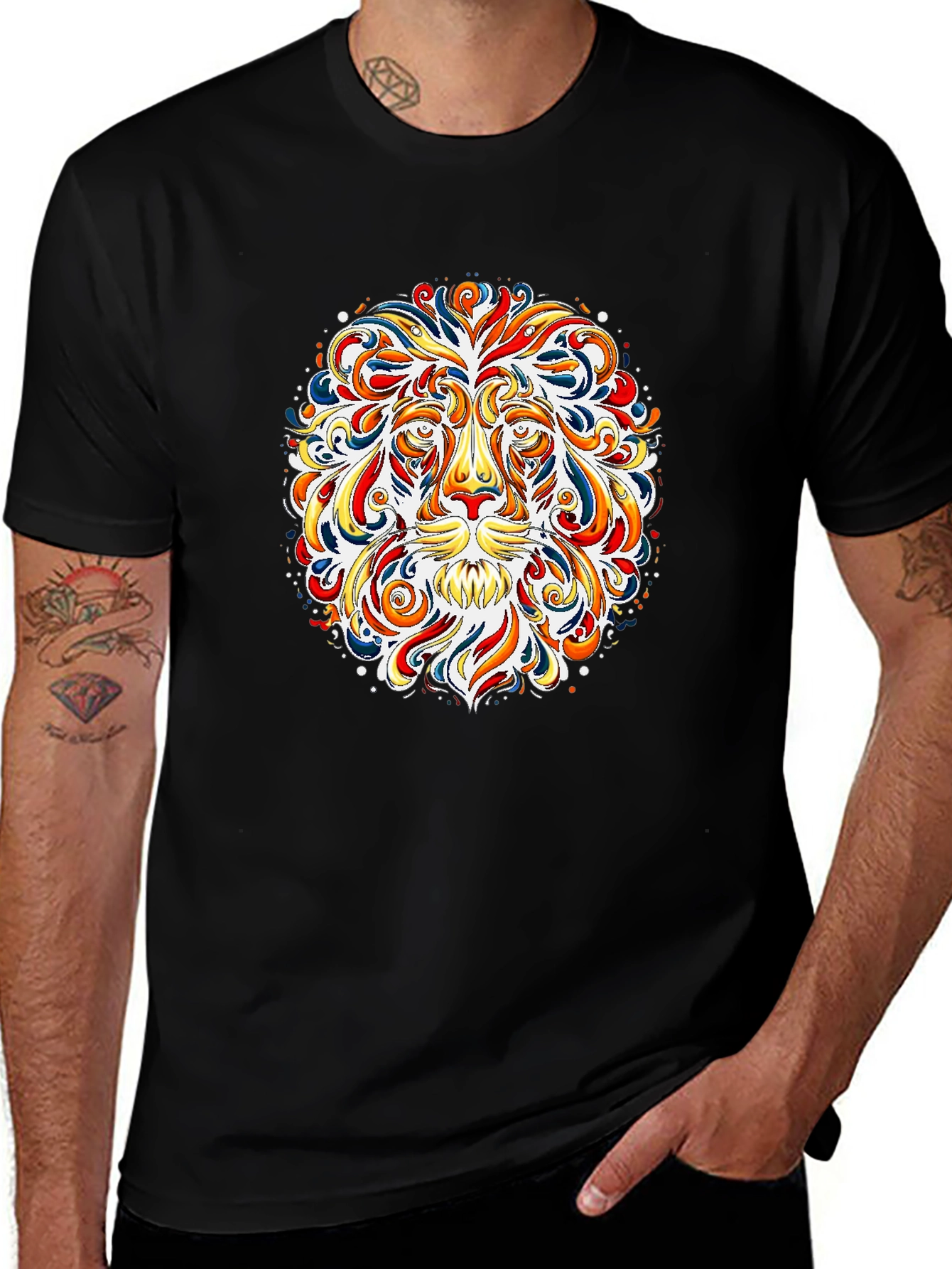 Vibrant Lion Graphic Tee - Bold Art T-Shirt