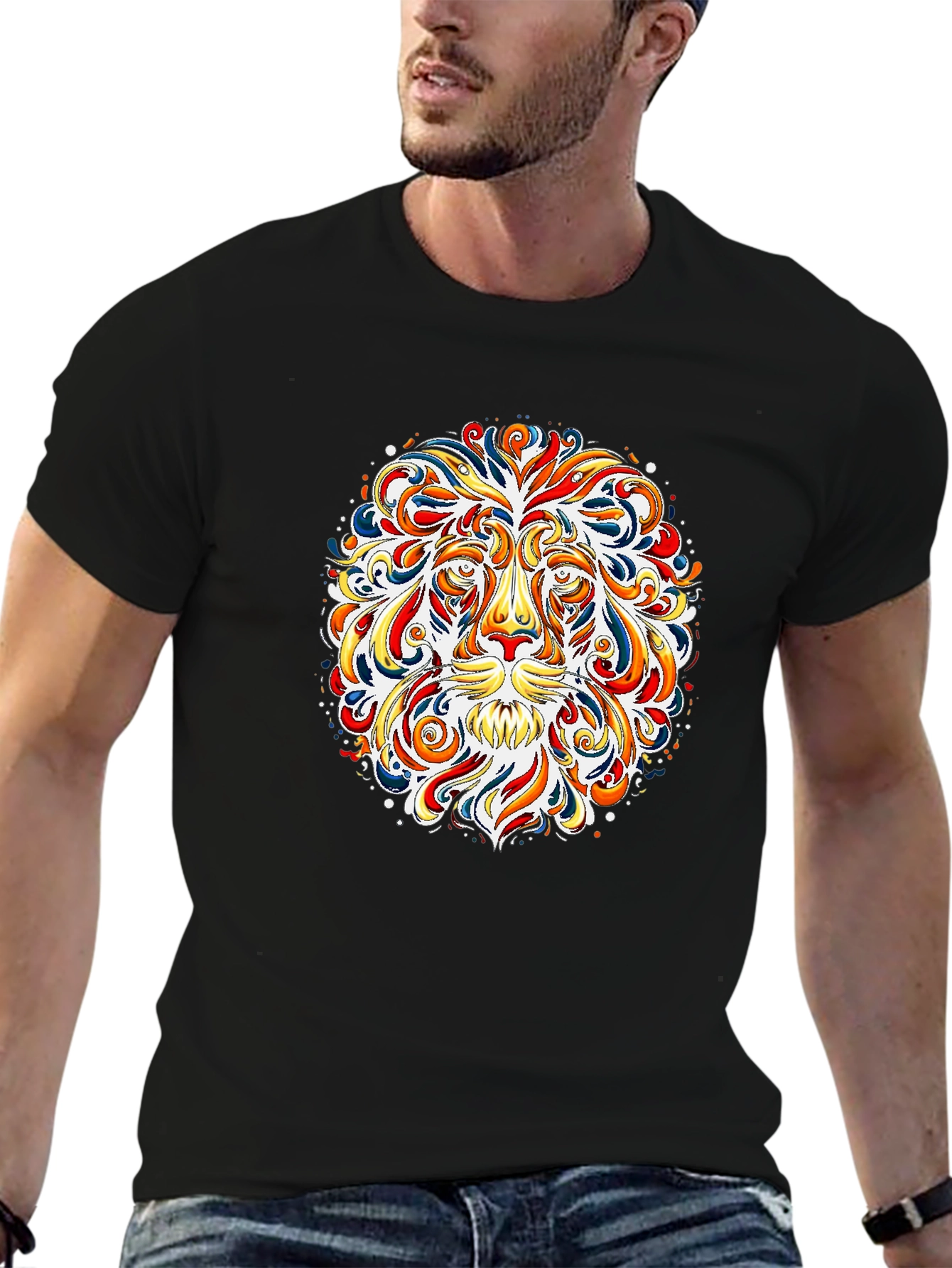 Vibrant Lion Graphic Tee - Bold Art T-Shirt
