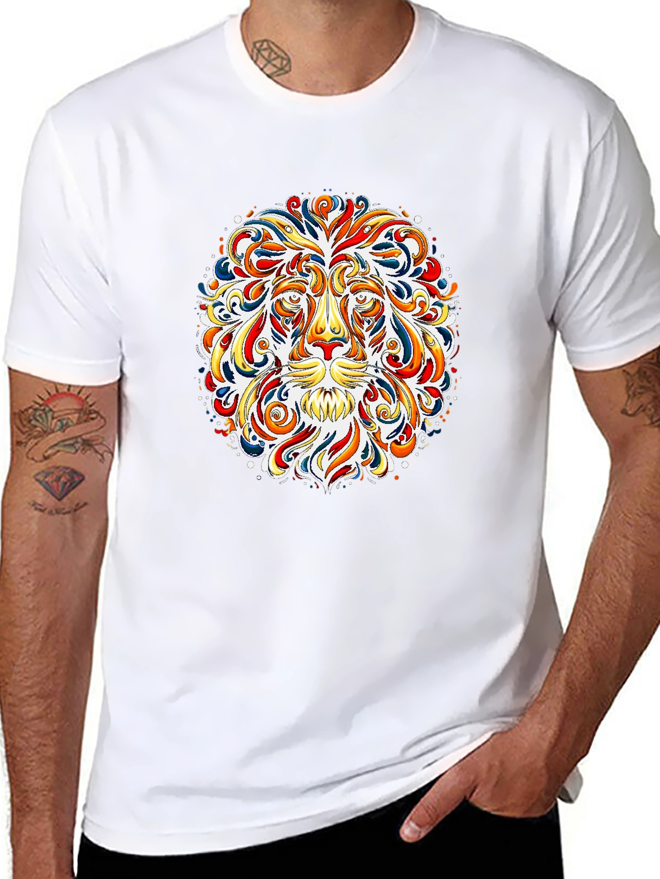 Vibrant Lion Graphic Tee - Bold Art T-Shirt