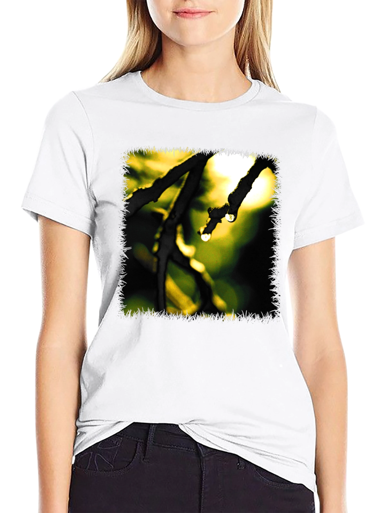 Nature Branch Drops Graphic Black T-Shirt