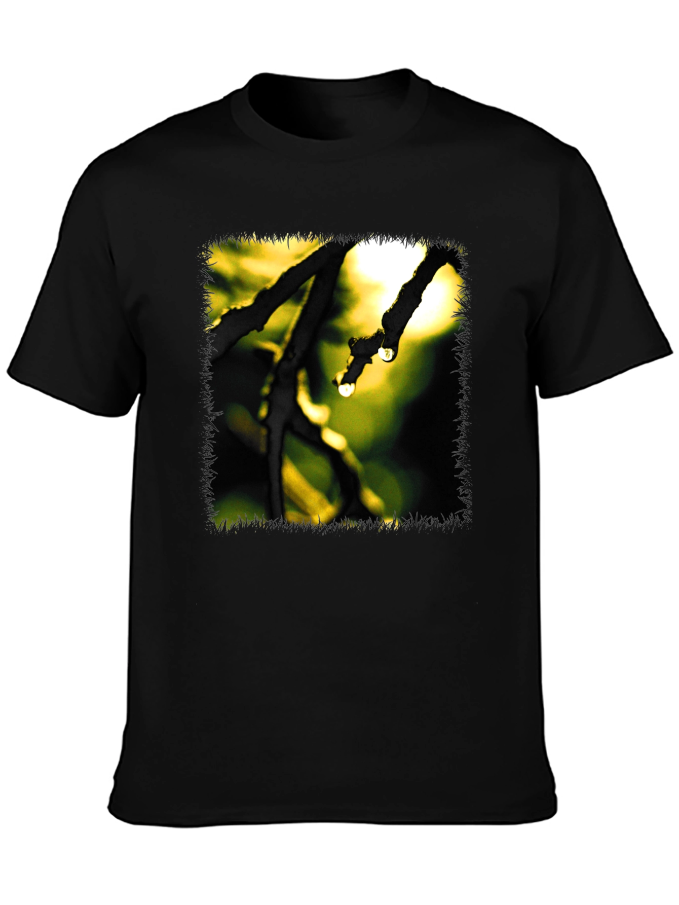 Nature Branch Drops Graphic Black T-Shirt