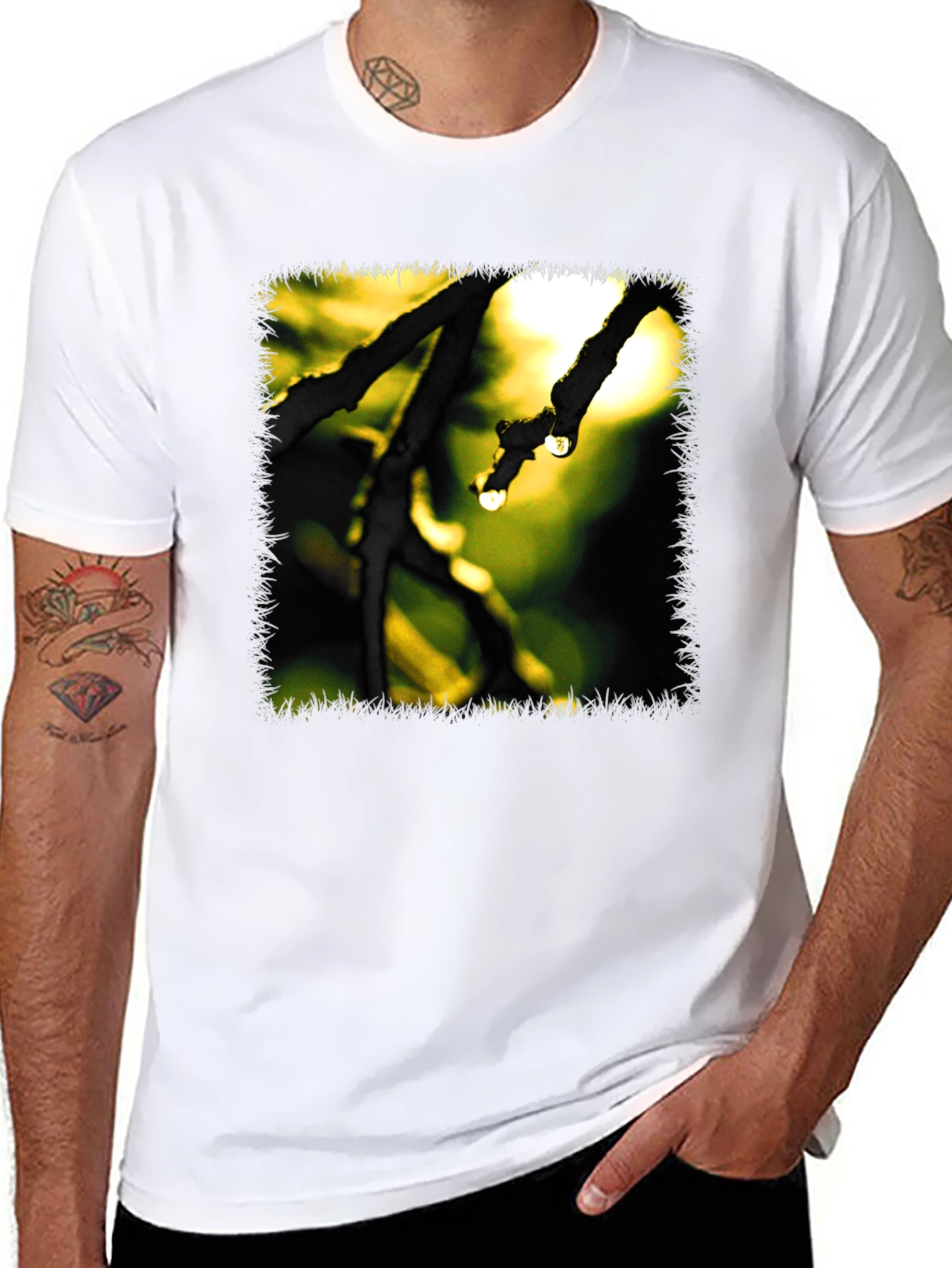 Nature Branch Drops Graphic Black T-Shirt
