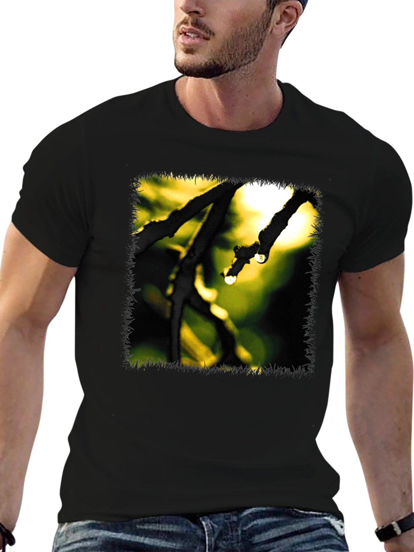 Nature Branch Drops Graphic Black T-Shirt