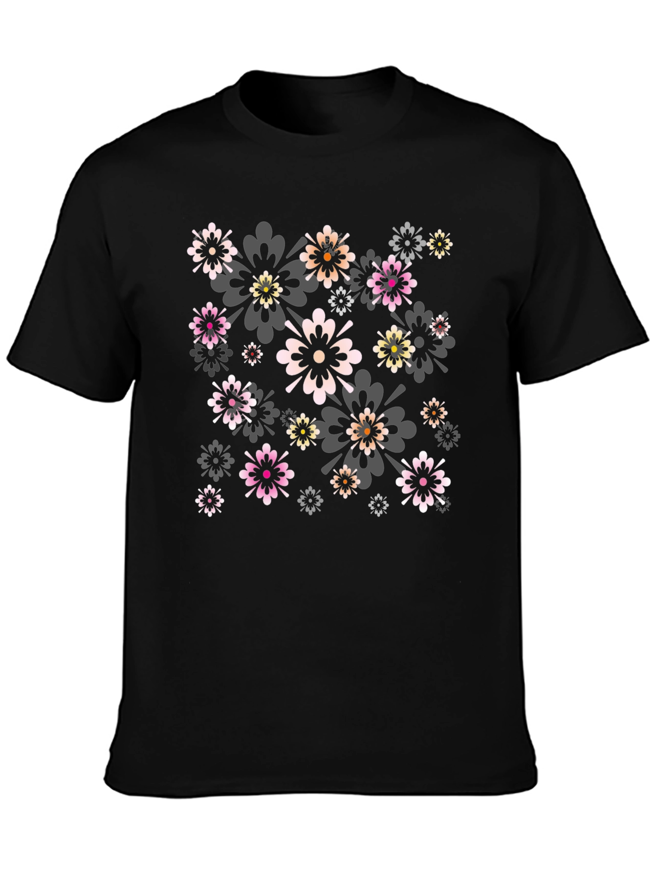 Floral Print Black Tee - Stylish Comfort