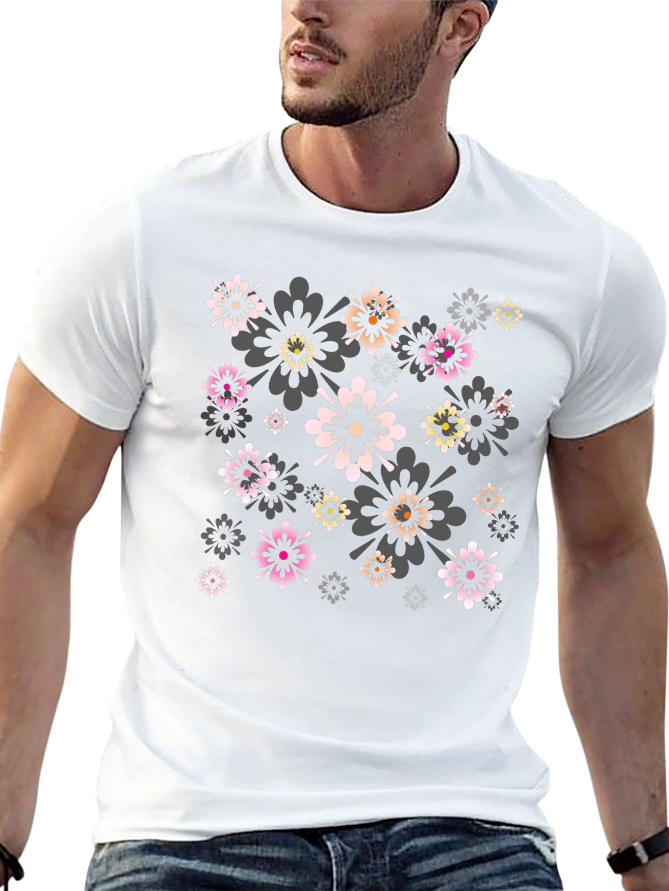 Floral Print Black Tee - Stylish Comfort