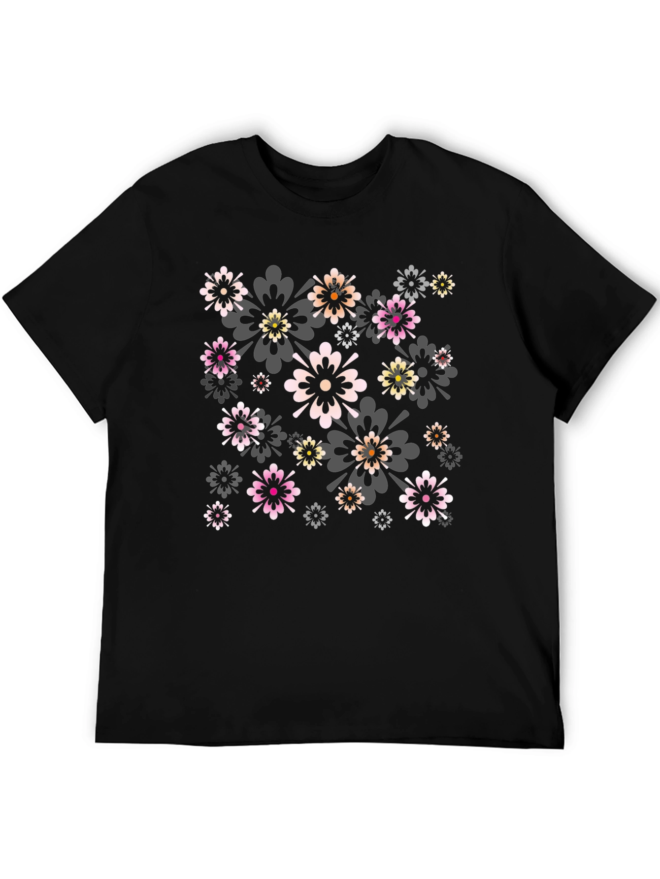 Floral Print Black Tee - Stylish Comfort