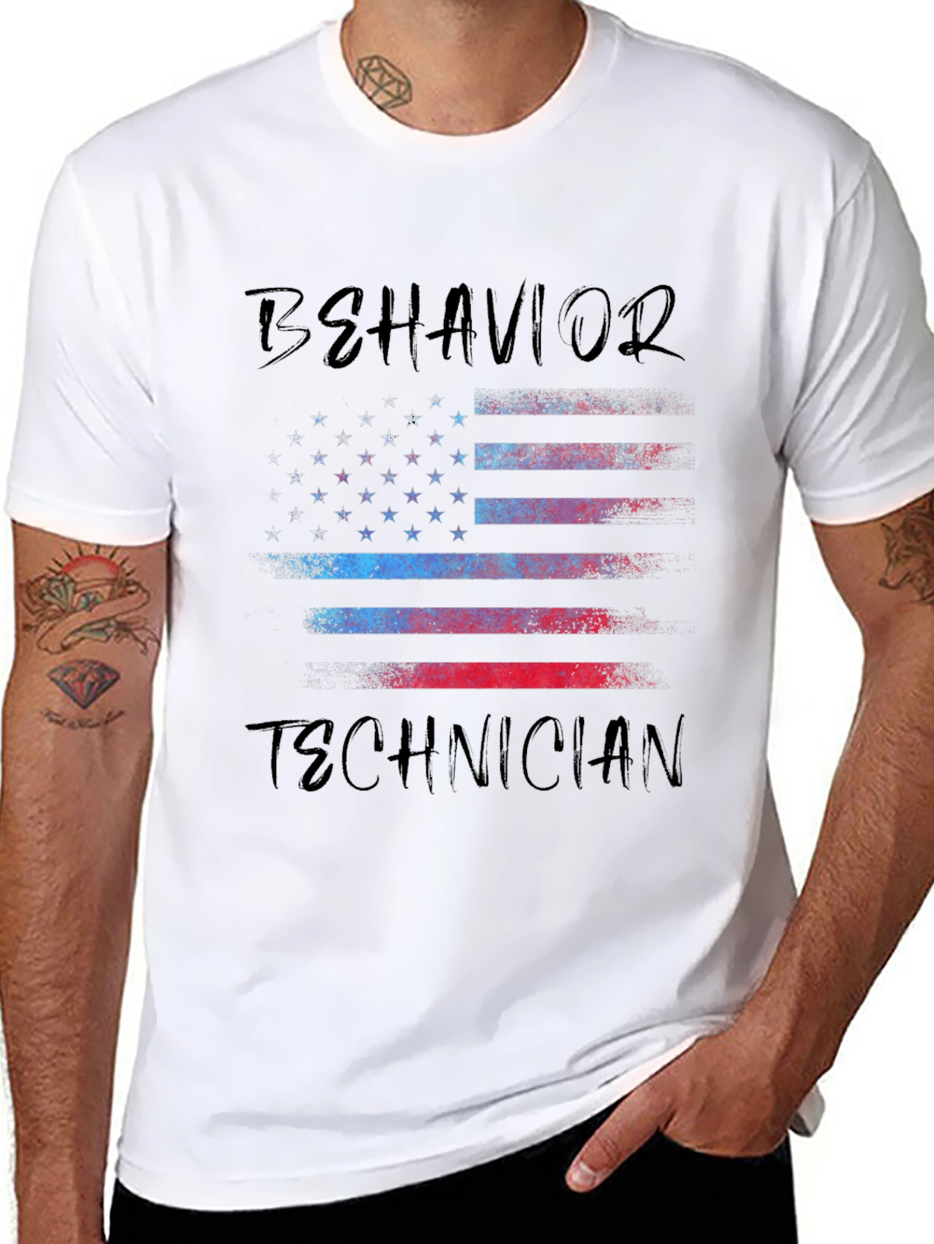 Behavior Technician American Flag T-Shirt