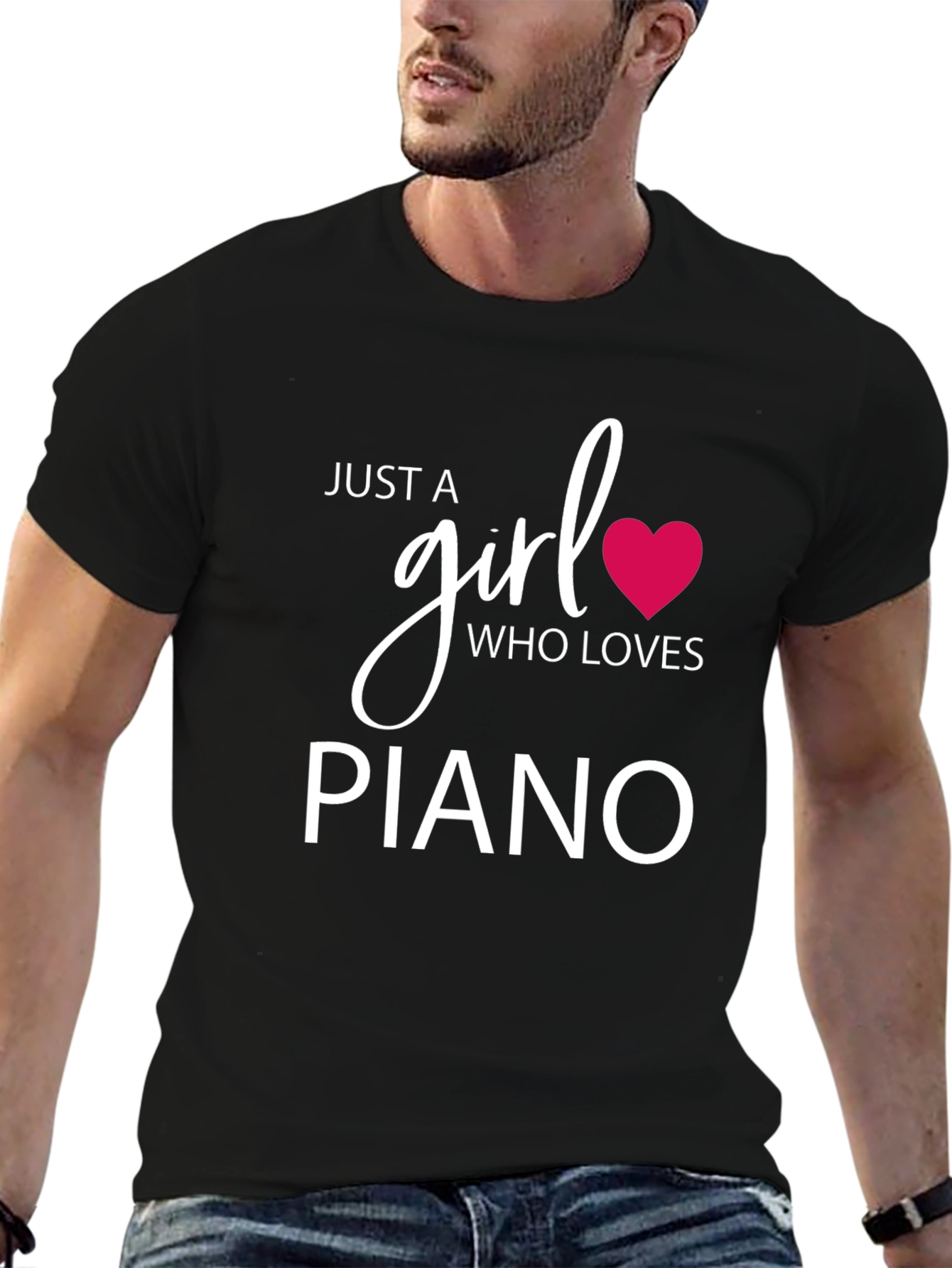 Just a Girl Who Loves Piano Black T-Shirt