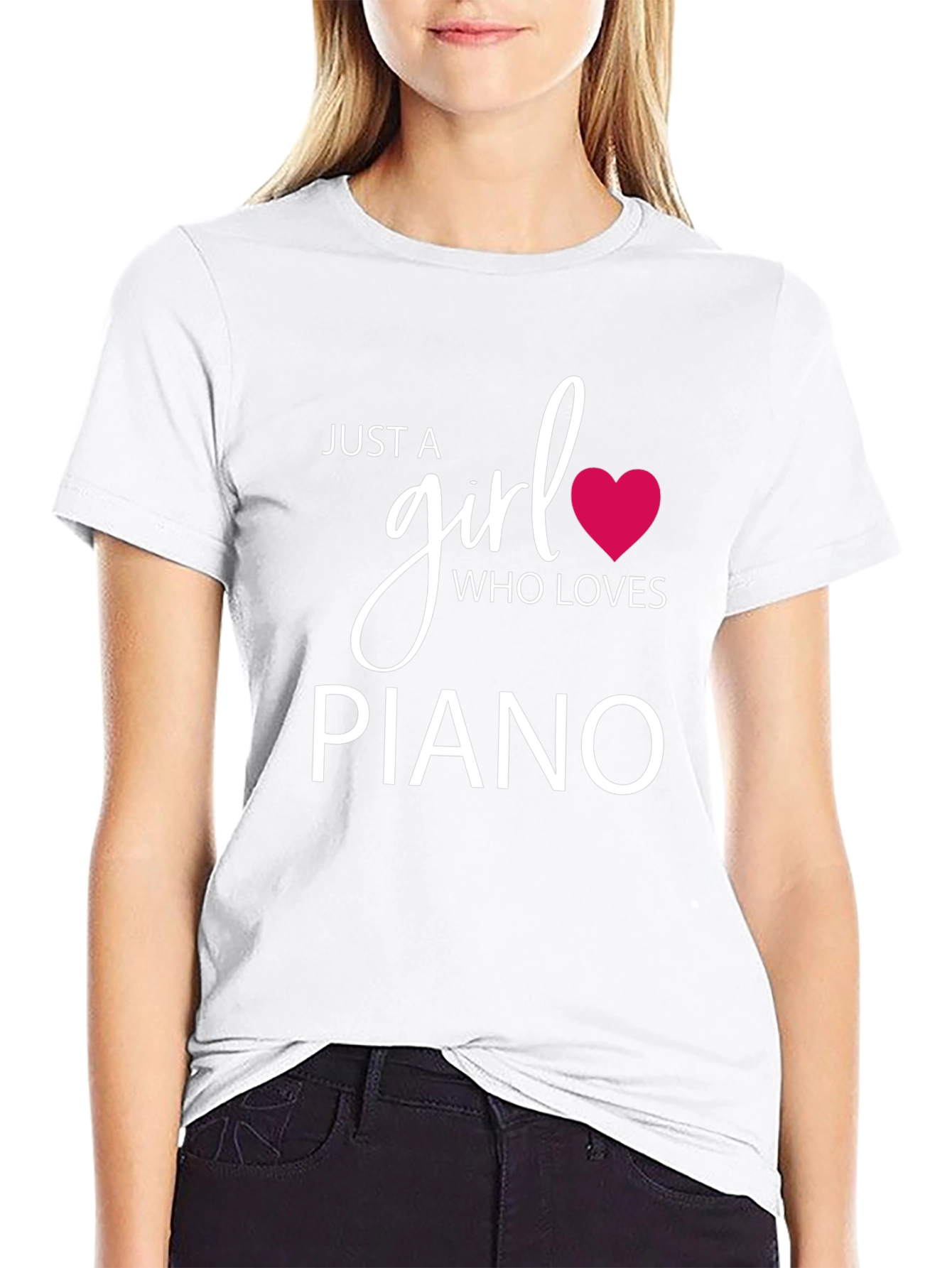 Just a Girl Who Loves Piano Black T-Shirt