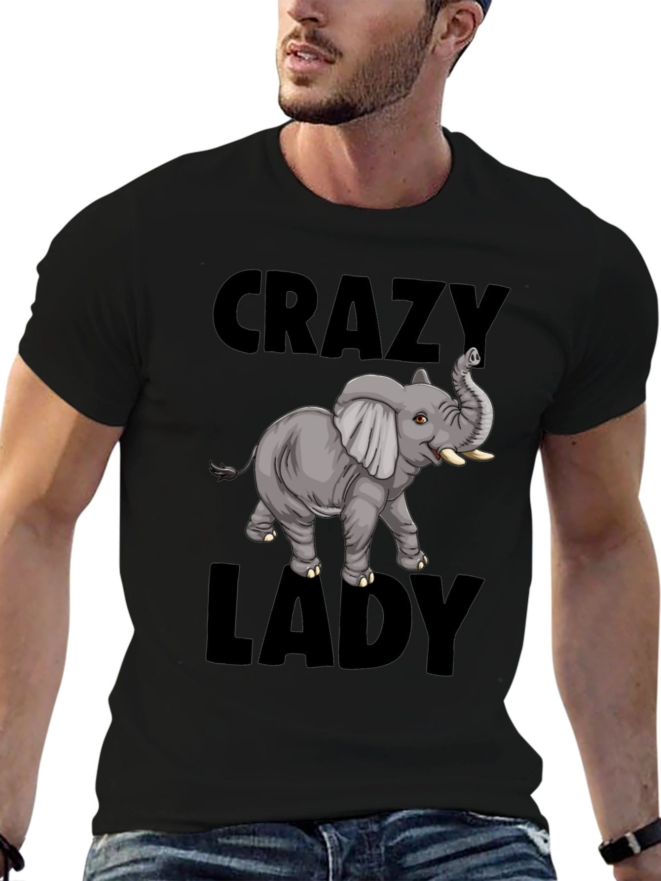 Crazy Elephant Lady T-Shirt - Fun Animal Graphic Tee