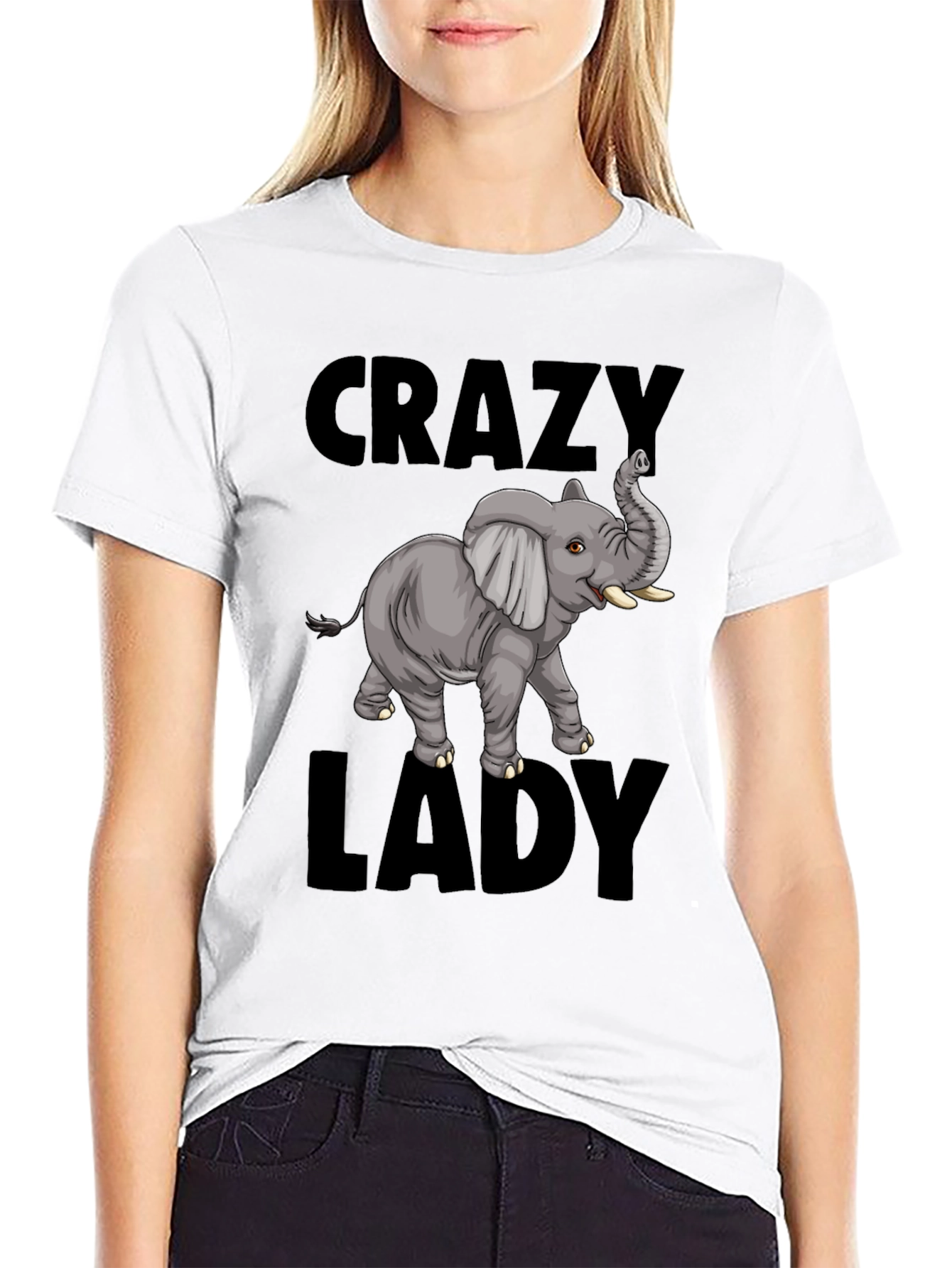 Crazy Elephant Lady T-Shirt - Fun Animal Graphic Tee