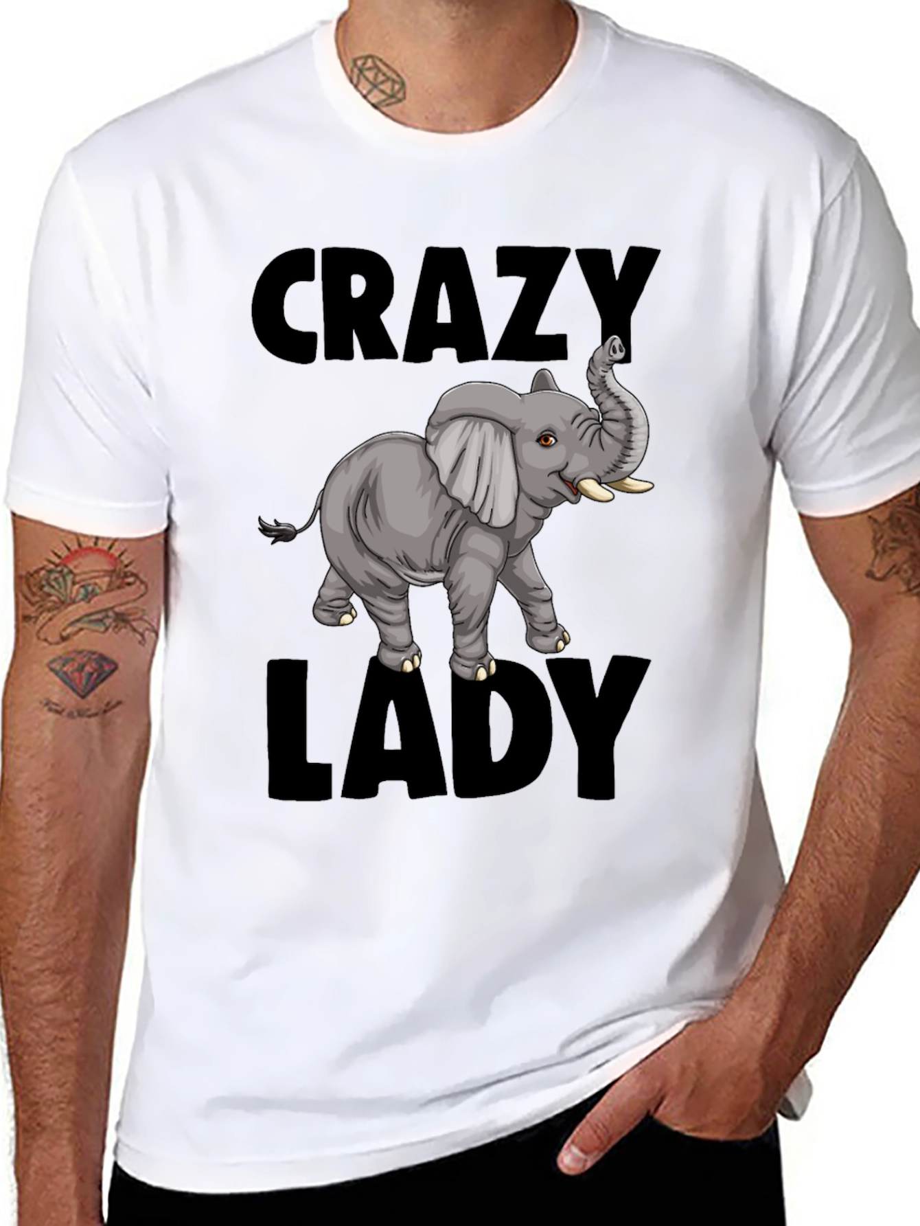Crazy Elephant Lady T-Shirt - Fun Animal Graphic Tee