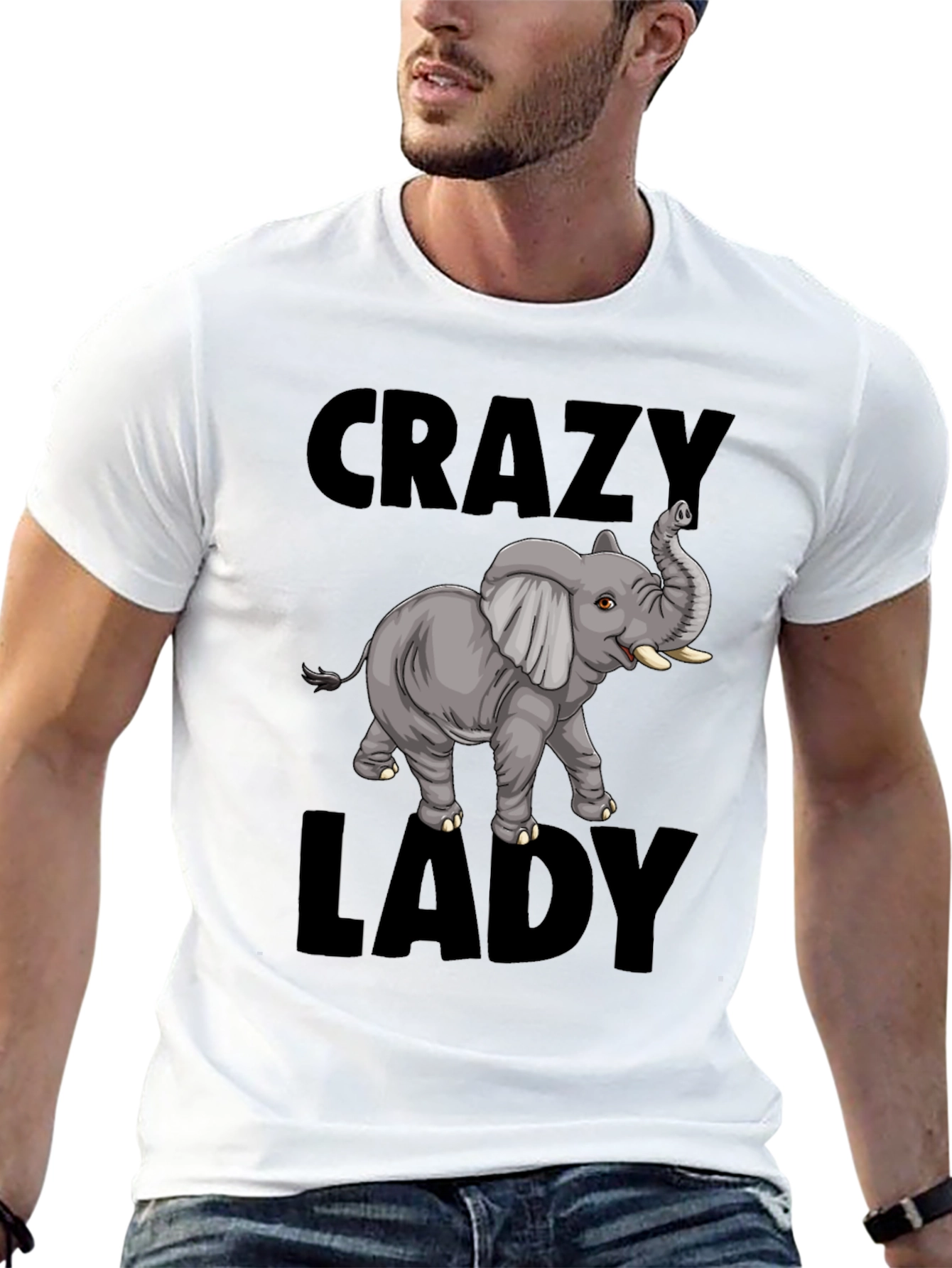 Crazy Elephant Lady T-Shirt - Fun Animal Graphic Tee