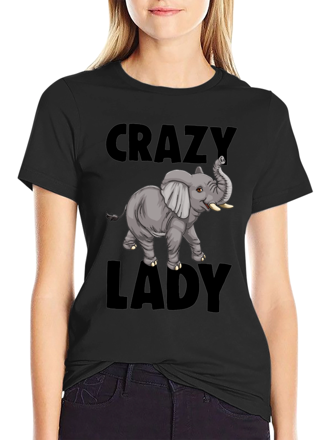 Crazy Elephant Lady T-Shirt - Fun Animal Graphic Tee
