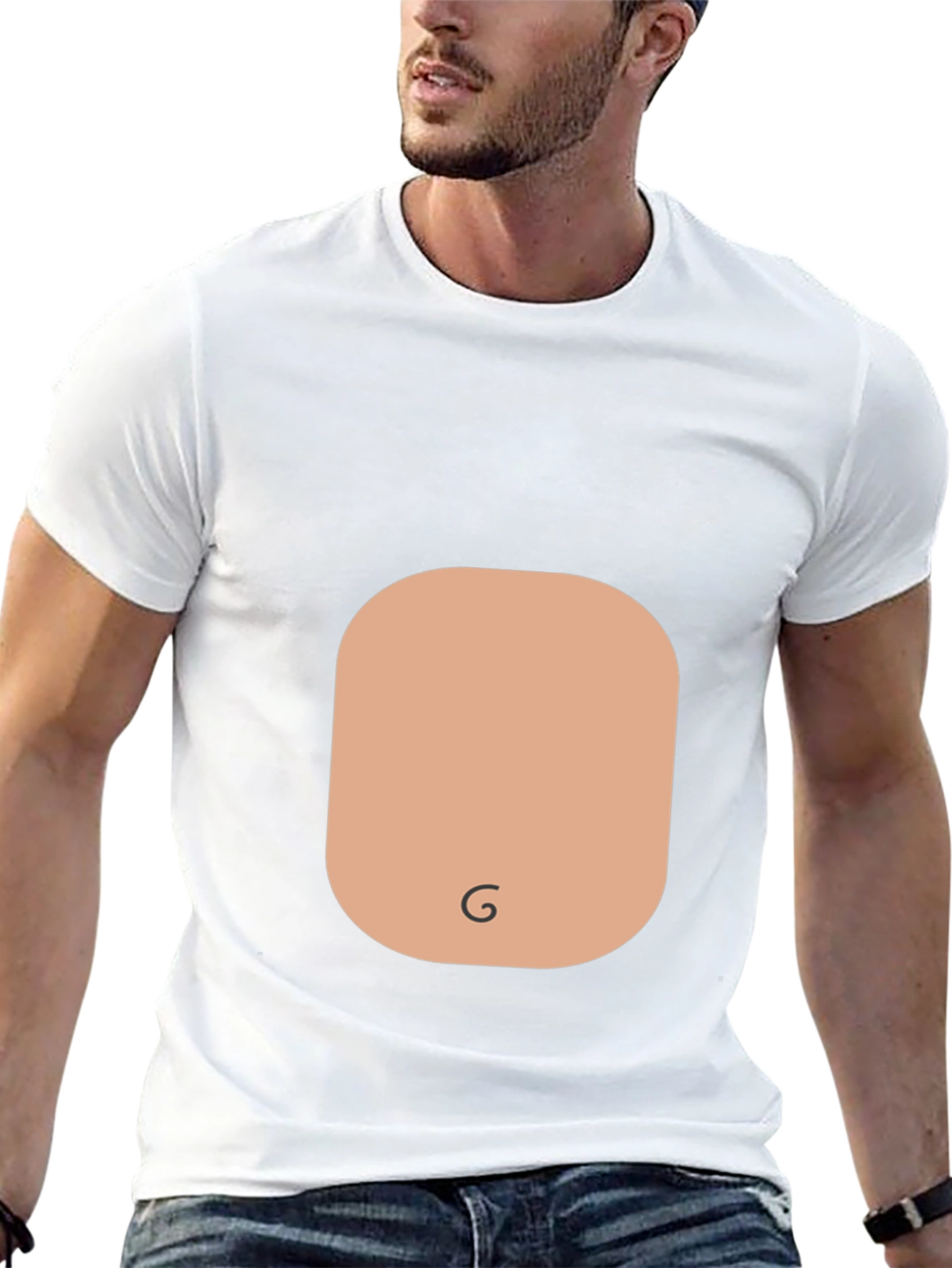 Funny Graphic Tee - Stomach Print Black T-Shirt