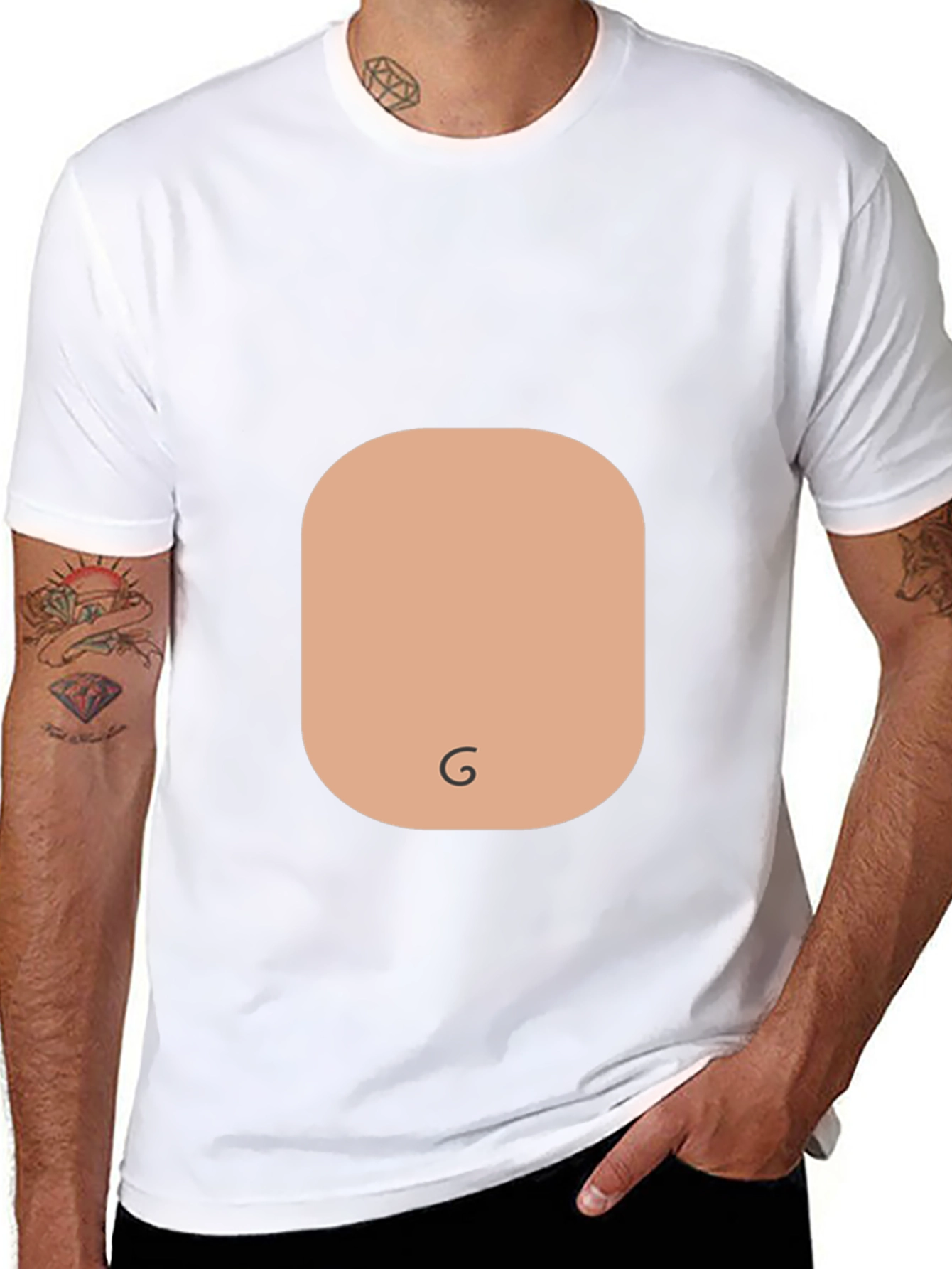 Funny Graphic Tee - Stomach Print Black T-Shirt