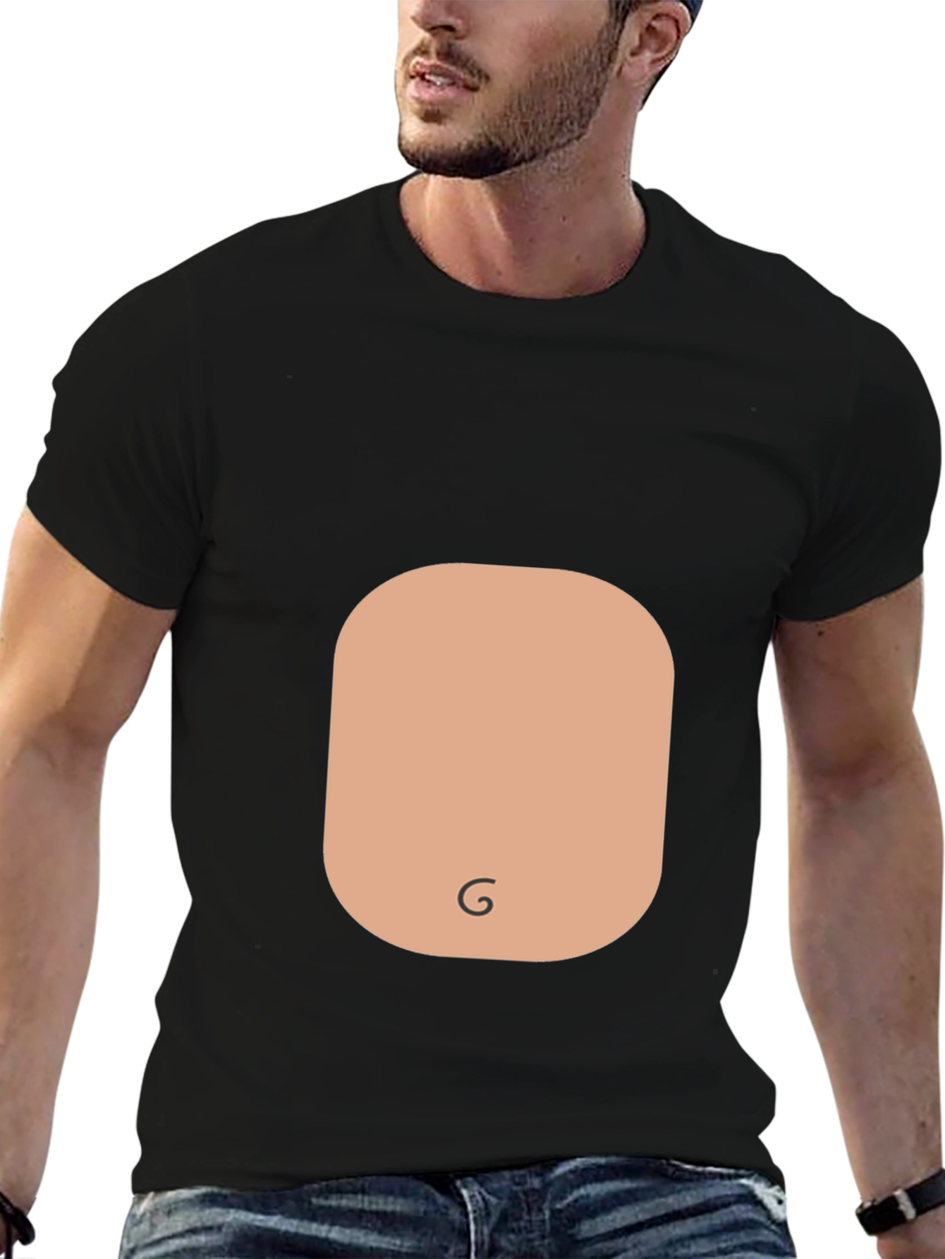 Funny Graphic Tee - Stomach Print Black T-Shirt