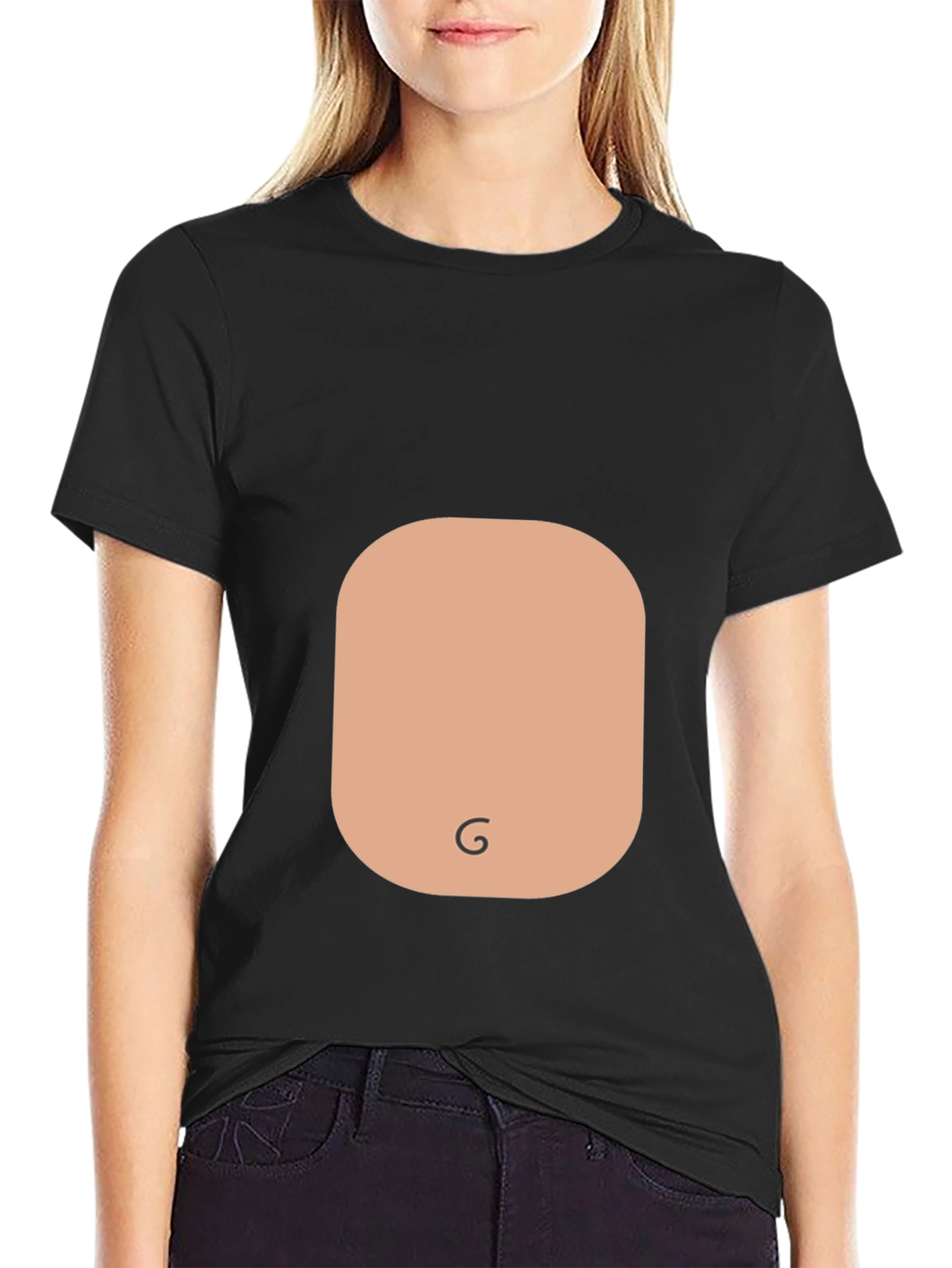 Funny Graphic Tee - Stomach Print Black T-Shirt