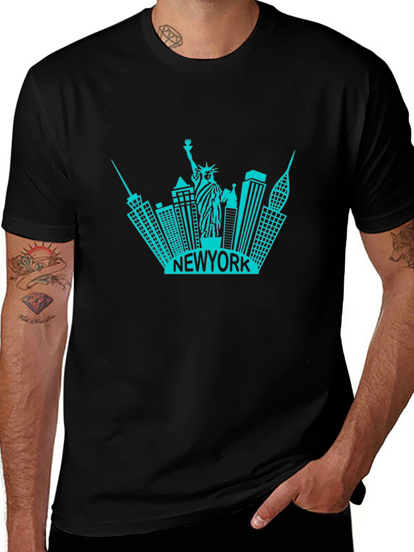 New York Skyline Graphic T-Shirt - Black