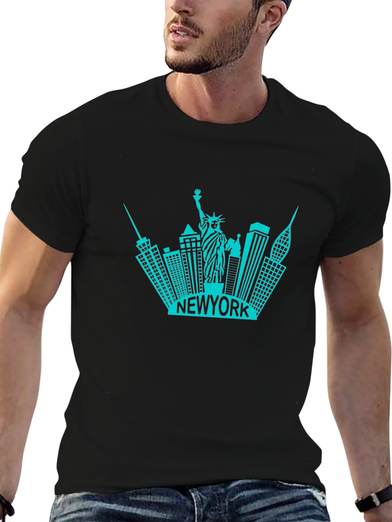New York Skyline Graphic T-Shirt - Black