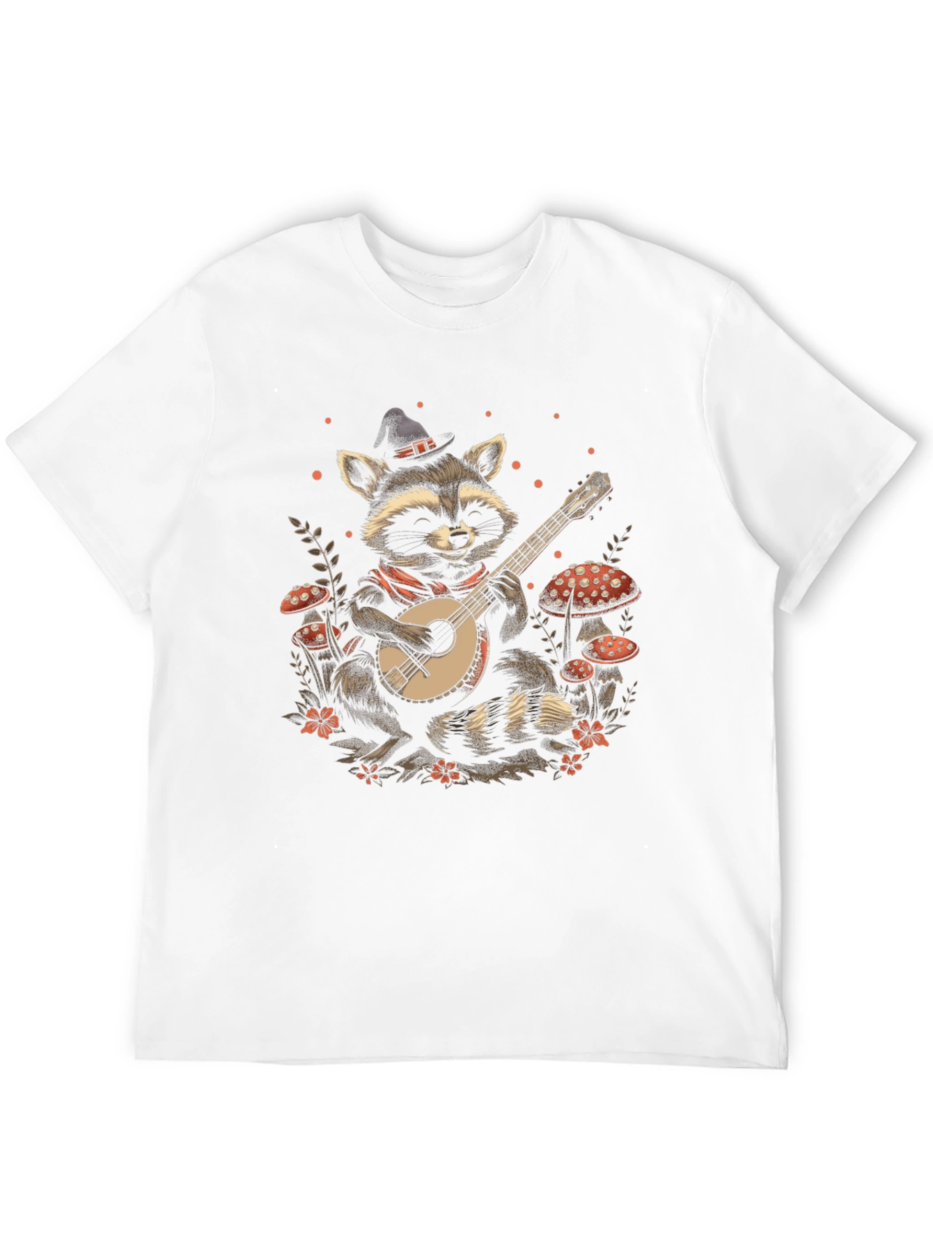Raccoon Banjo Player T-Shirt - Black