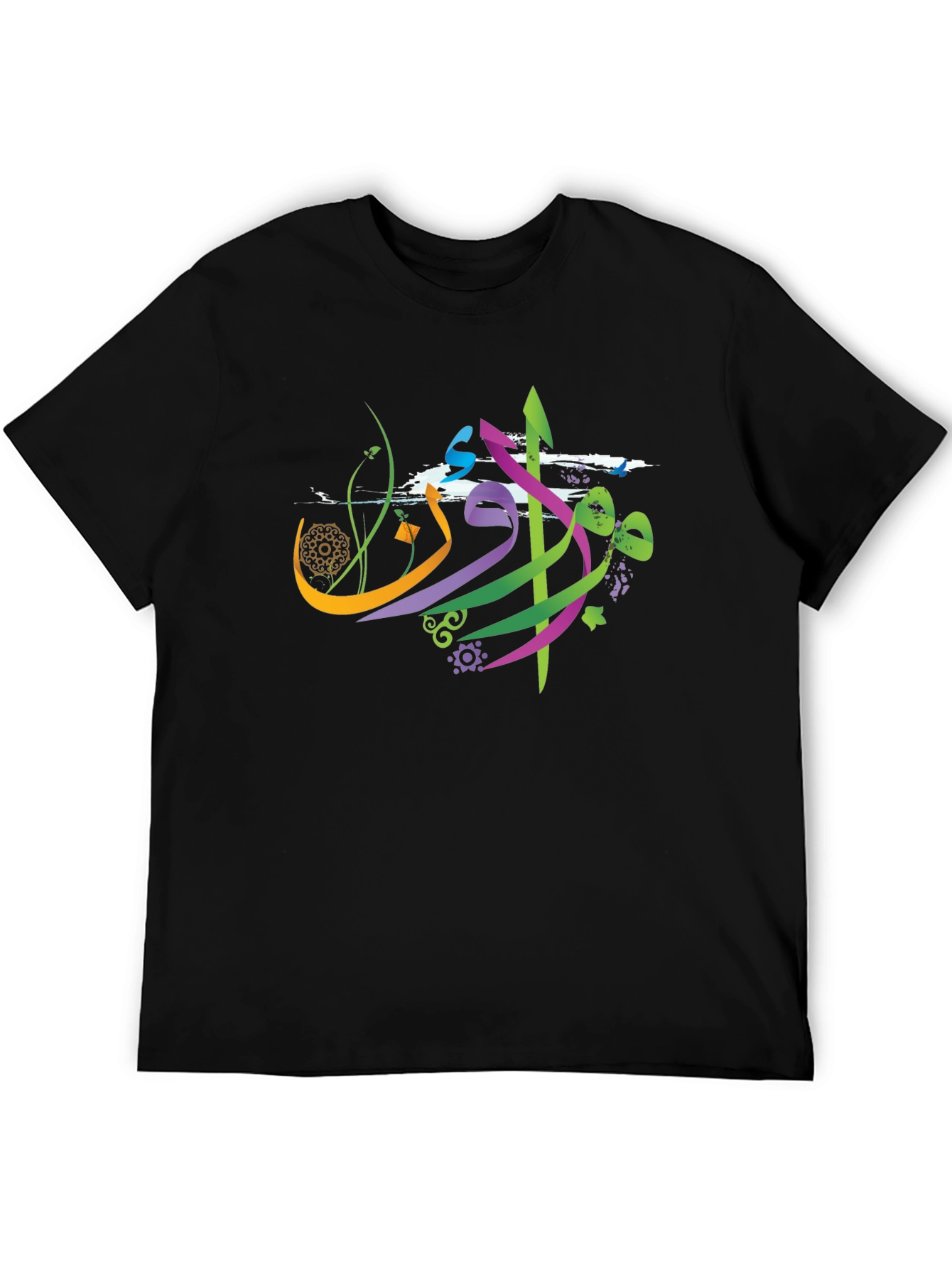 Abstract Arabic Graphic Tee - Black Casual Shirt