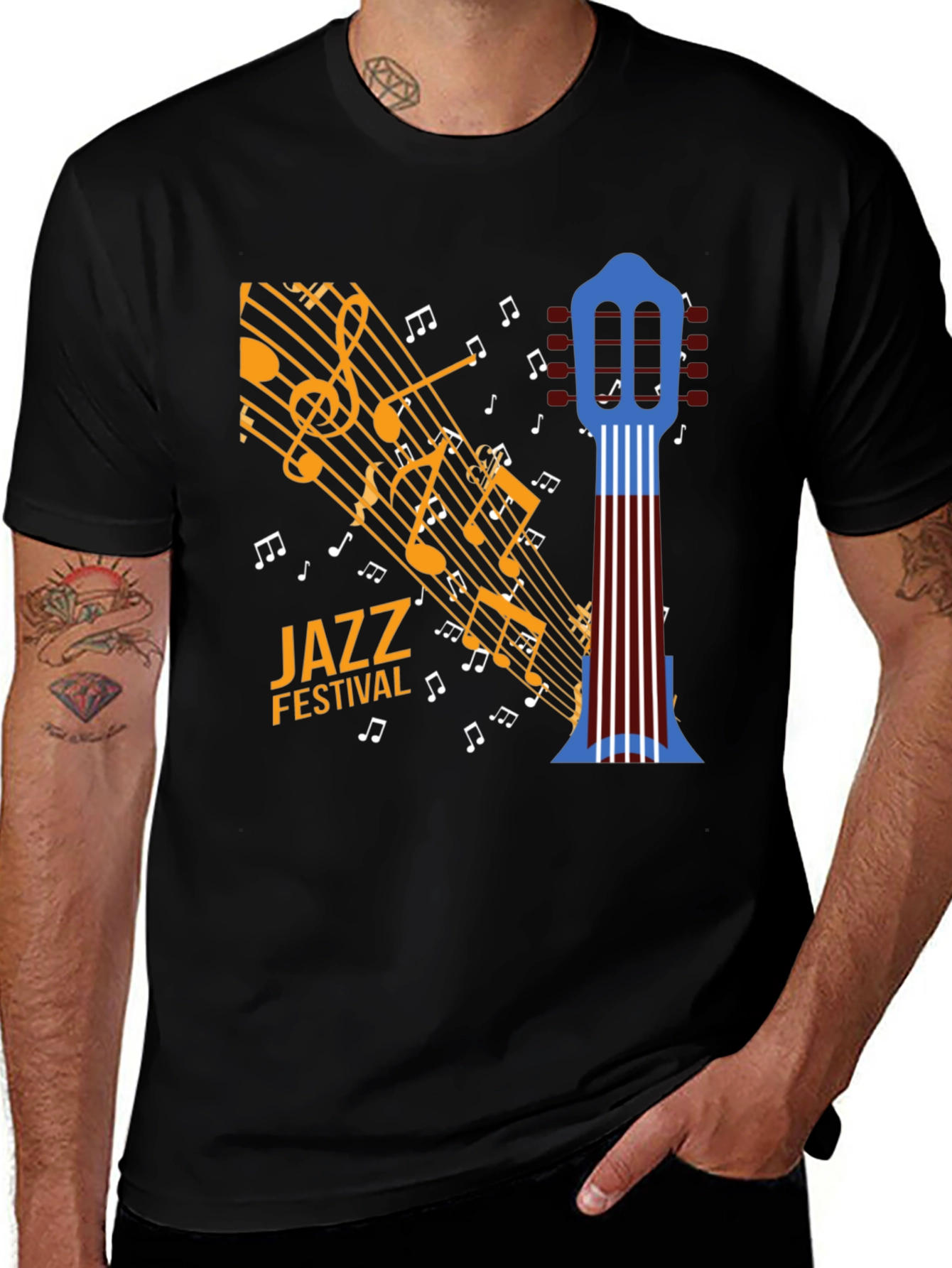 Jazz Festival Graphic Print Black T-Shirt