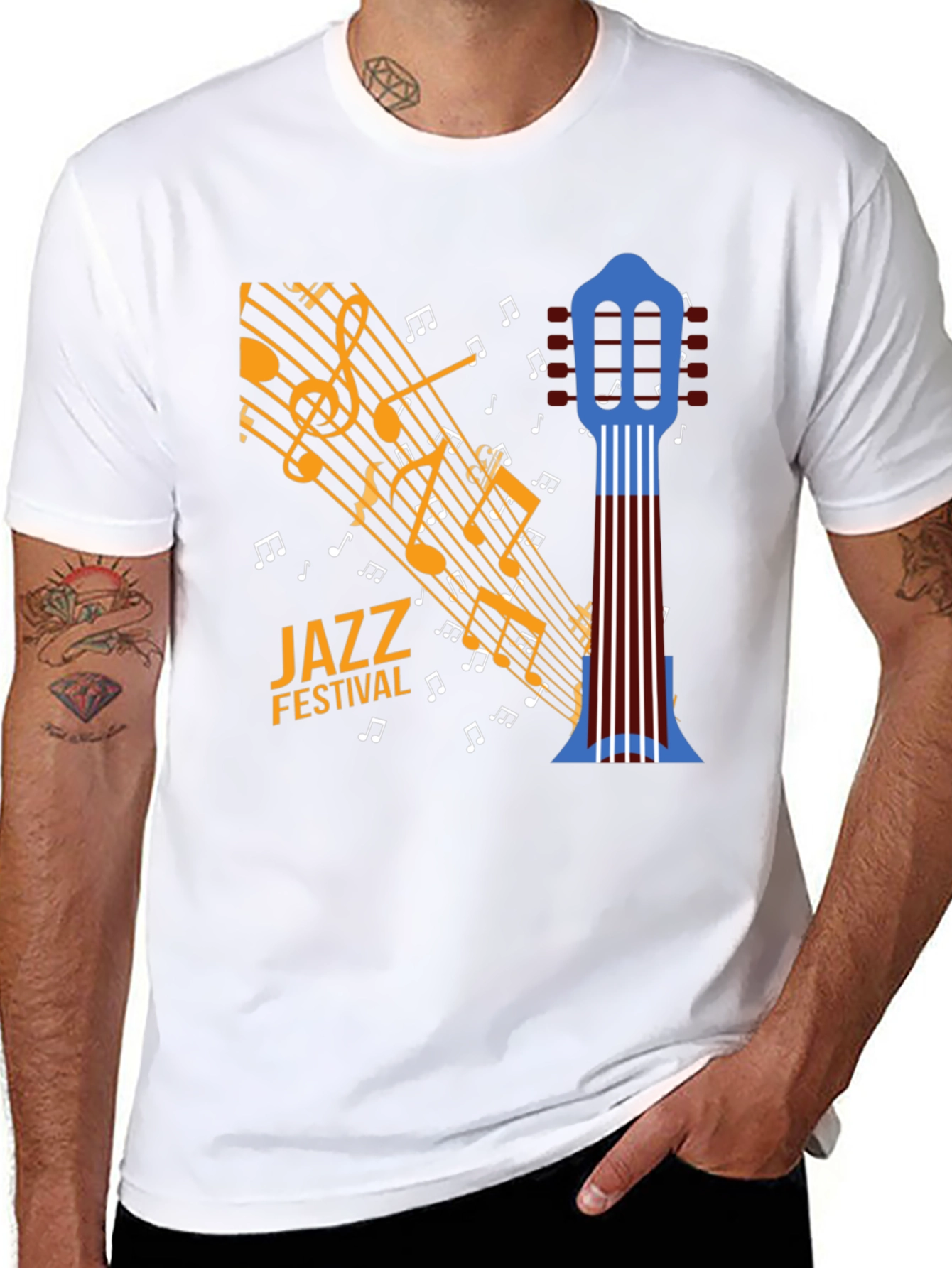 Jazz Festival Graphic Print Black T-Shirt
