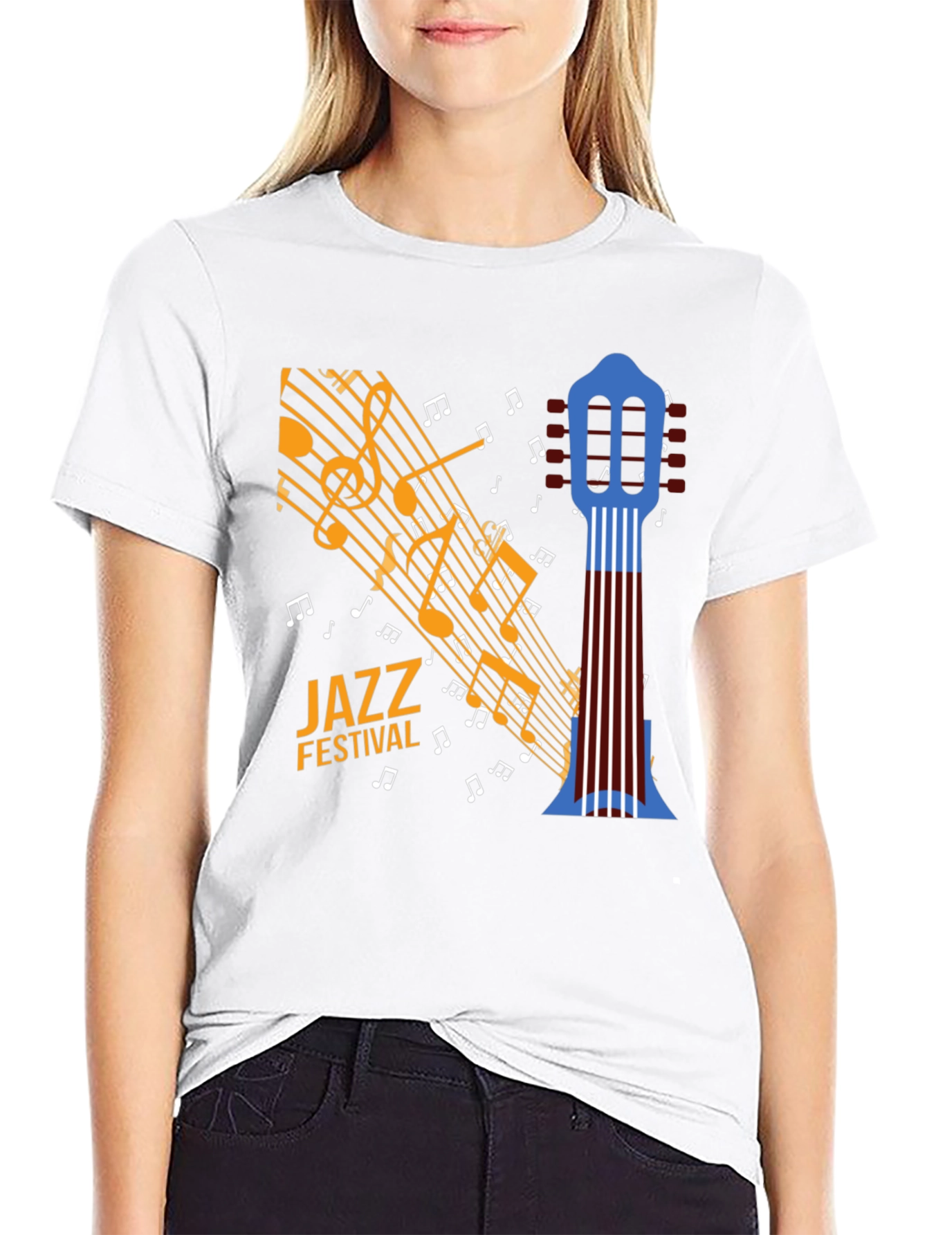 Jazz Festival Graphic Print Black T-Shirt
