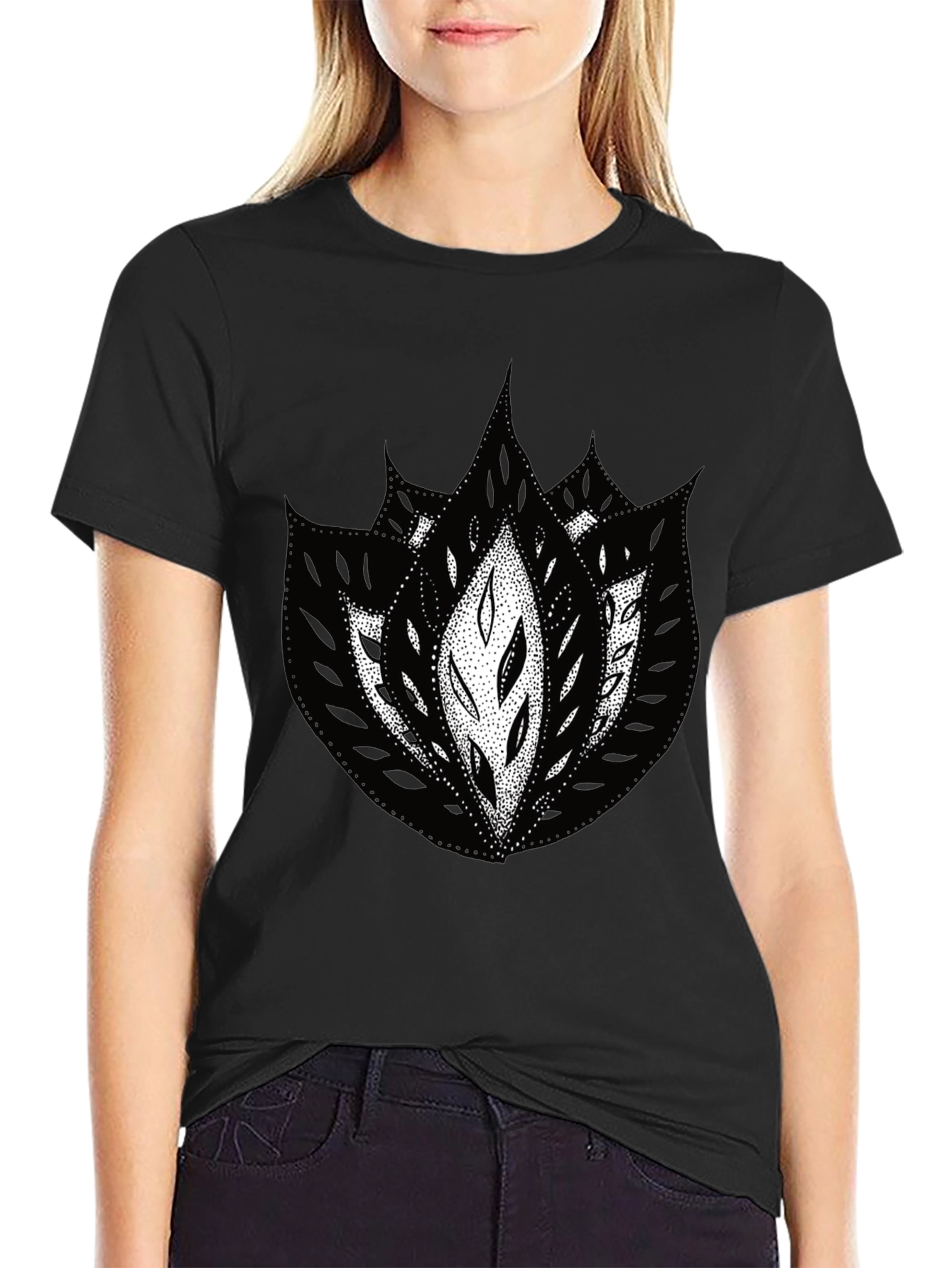 Abstract Floral Graphic Black Tee